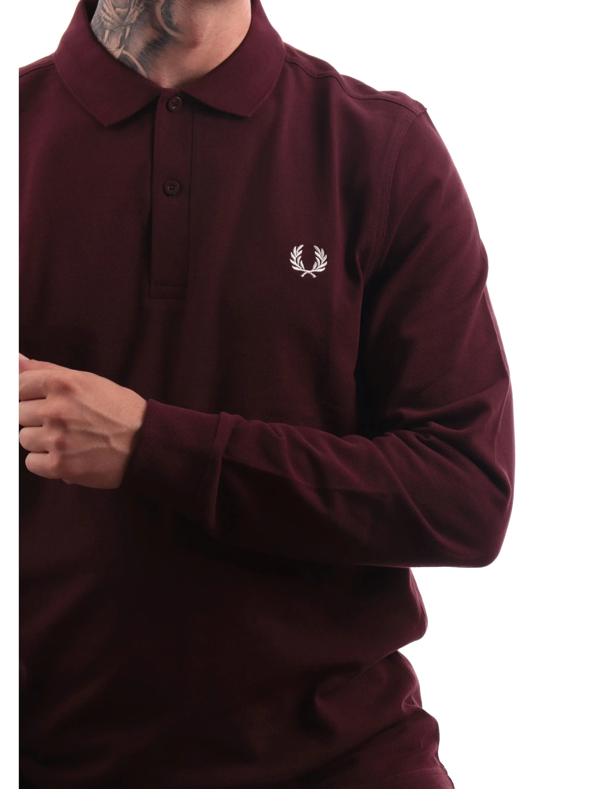 FRED PERRY Polo*Polo Maniche Lunghe da Uomo bordeaux plain Shirt M6006