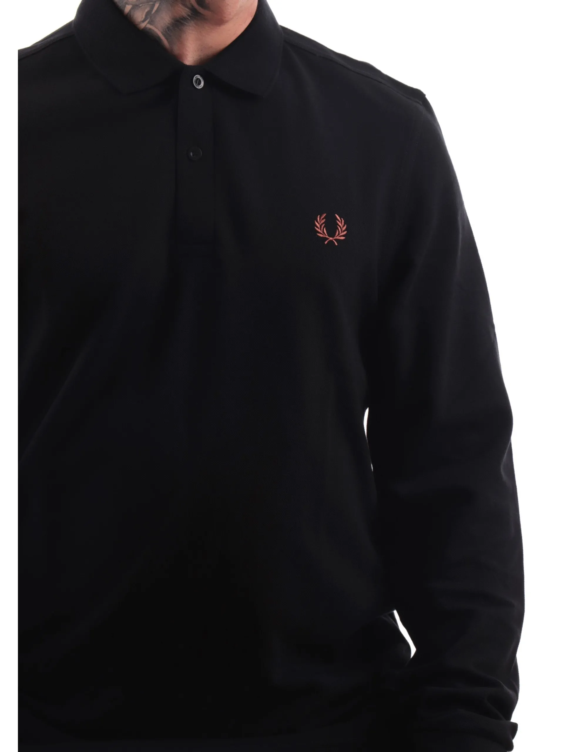 FRED PERRY Polo*Polo Maniche Lunghe da Uomo nera plain M6006