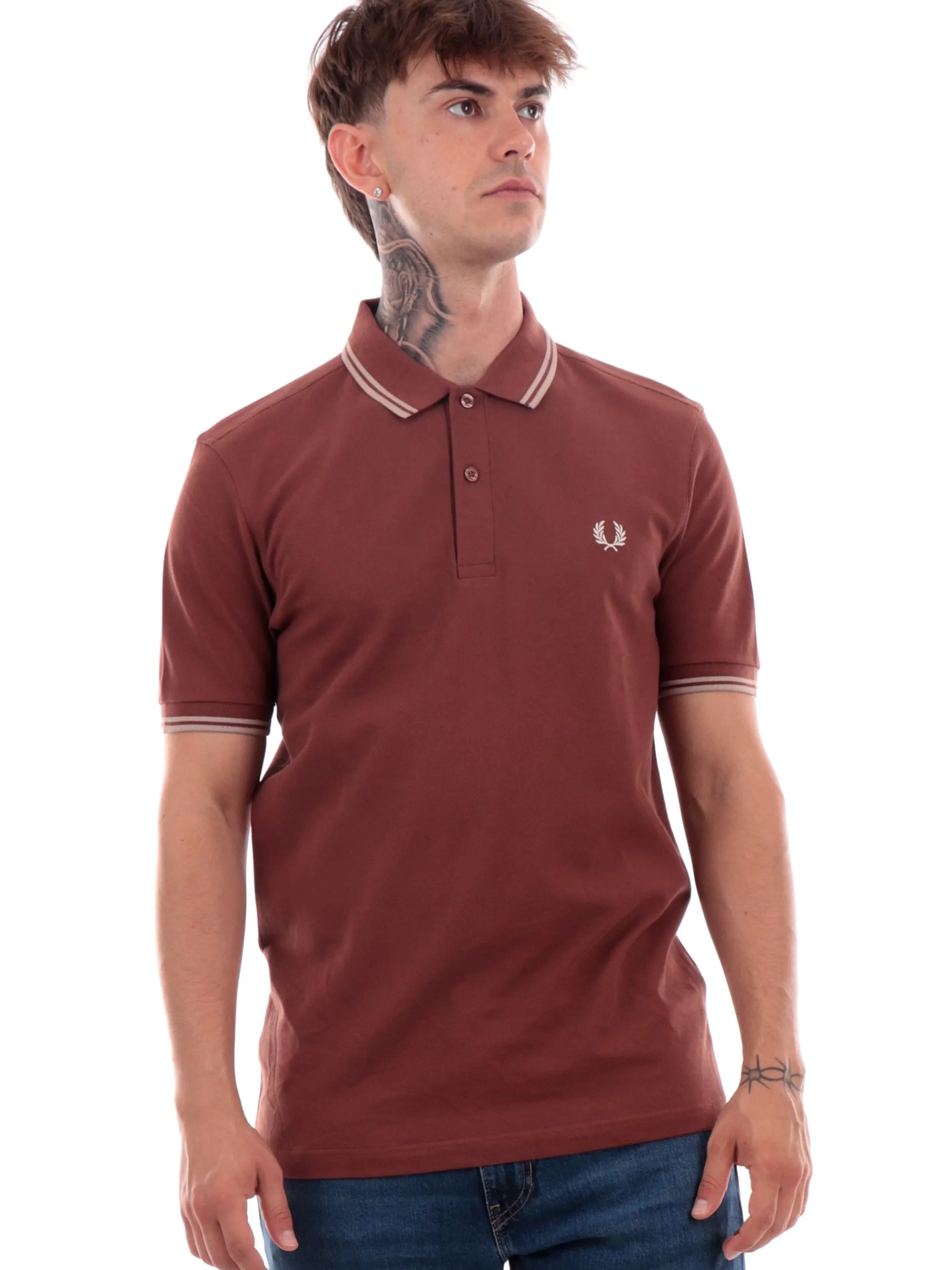 FRED PERRY Polo*Polo marrone da uomo Twin Tipped M3600