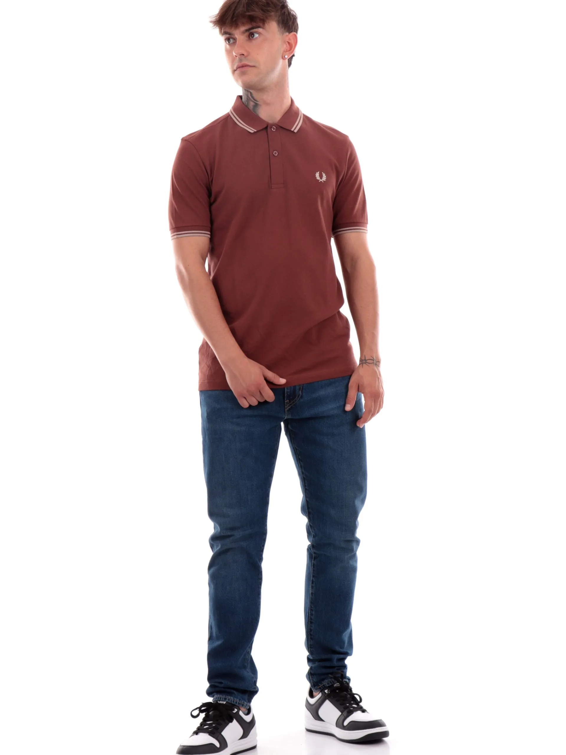 FRED PERRY Polo*Polo marrone da uomo Twin Tipped M3600