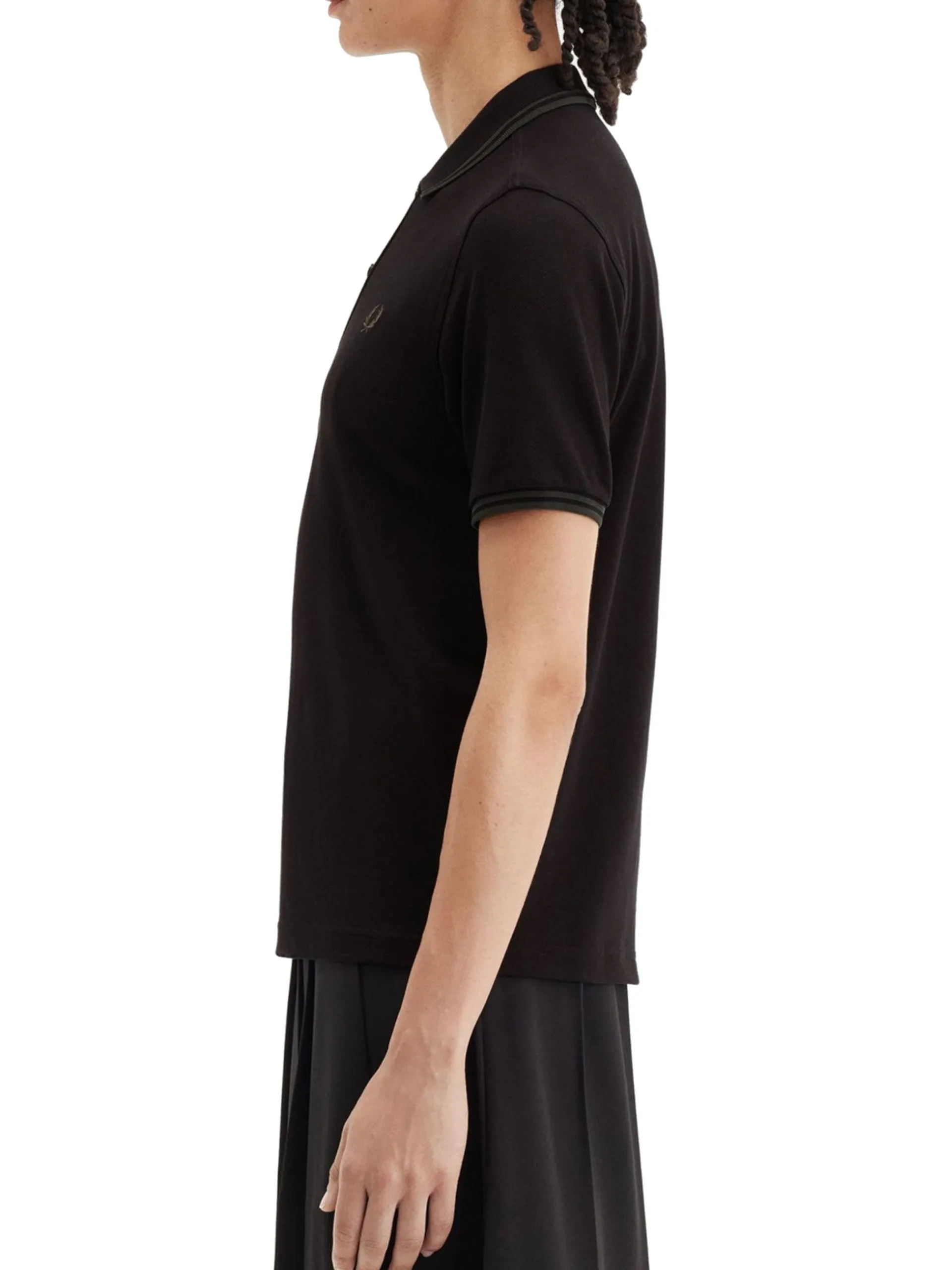 FRED PERRY Polo*Polo nera da uomo inserti verdi Twin Tipped M3600