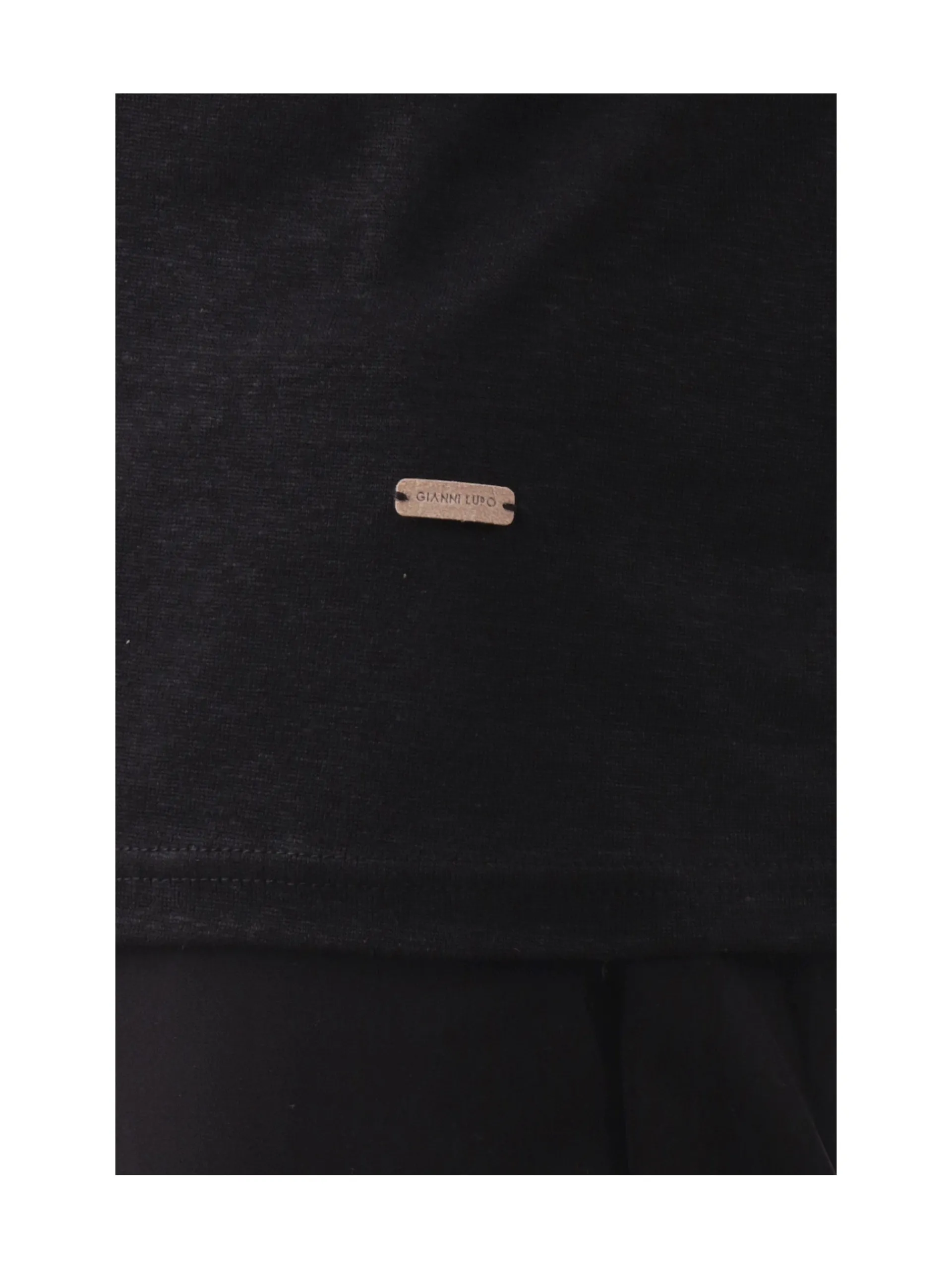 GIANNI LUPO T-Shirt*Polo Serafino nera da uomo in lino GL525LS25