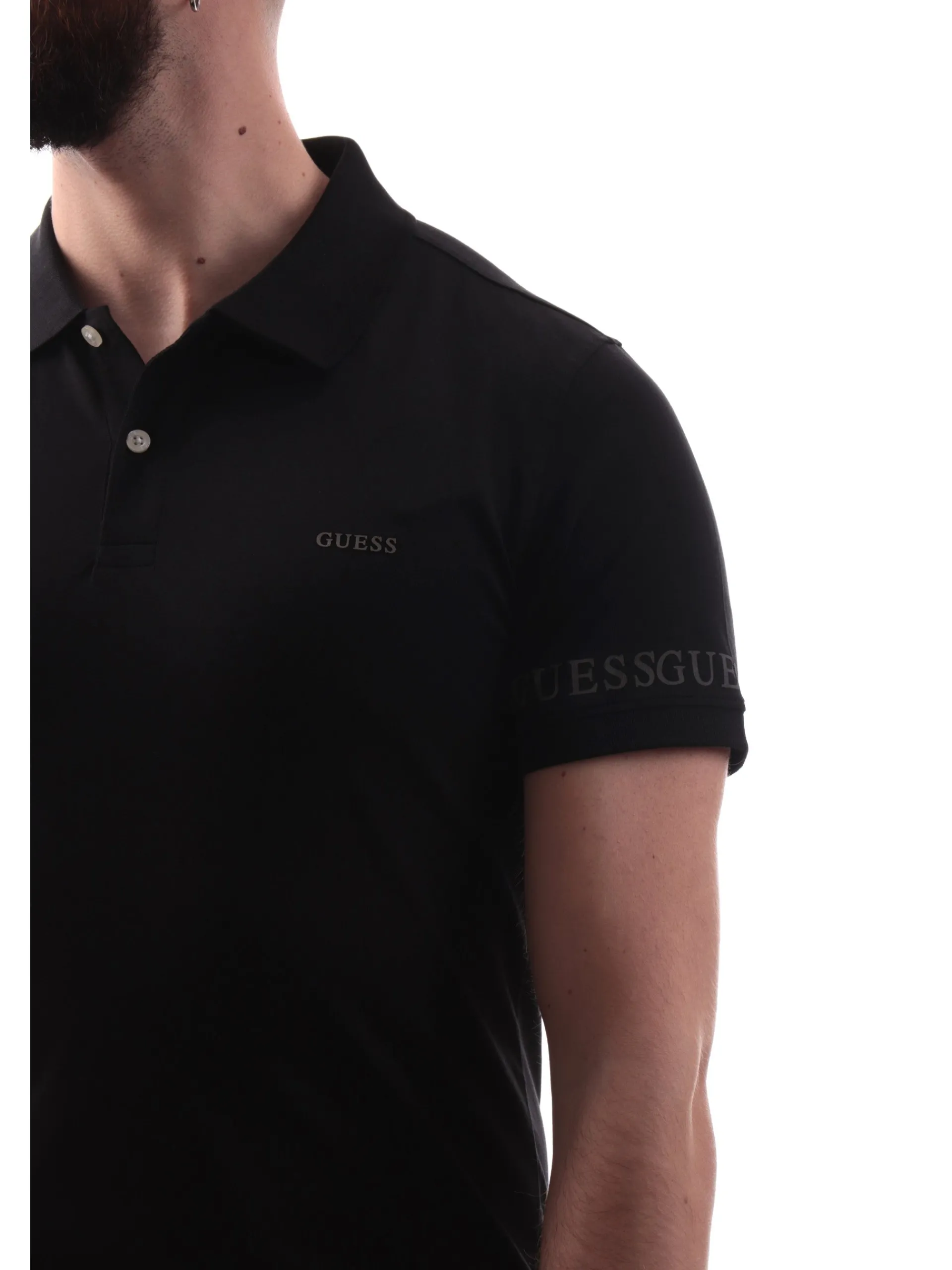 GUESS Polo*Polo nera maniche corte da uomo Nolan M5RP66J1314
