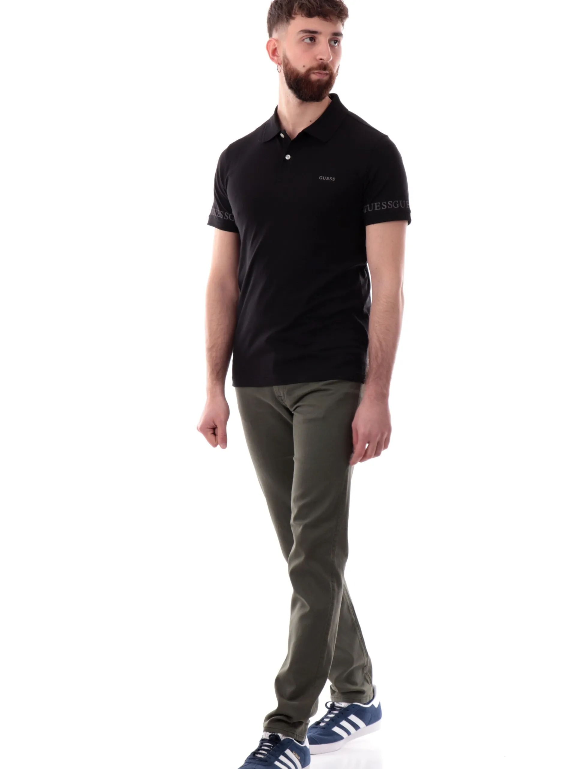 GUESS Polo*Polo nera maniche corte da uomo Nolan M5RP66J1314