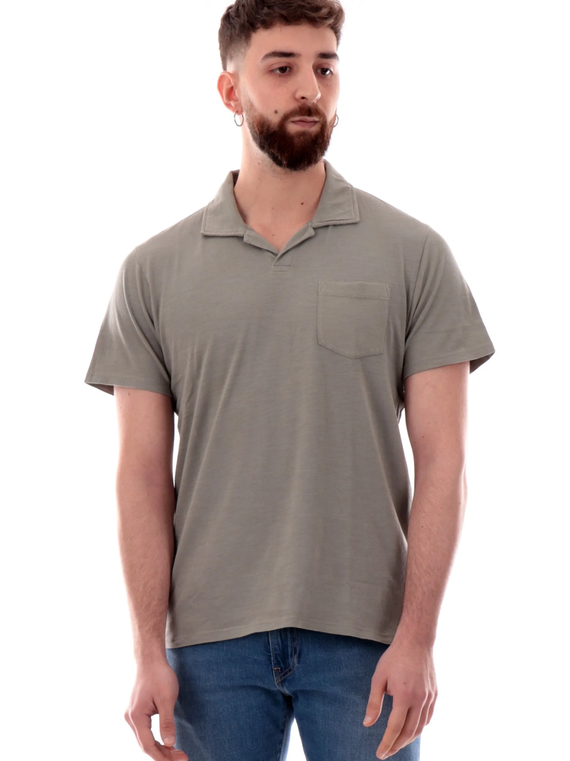 GUESS Polo*Polo verde scollo a V da uomo con taschino M5GP24KC6U1
