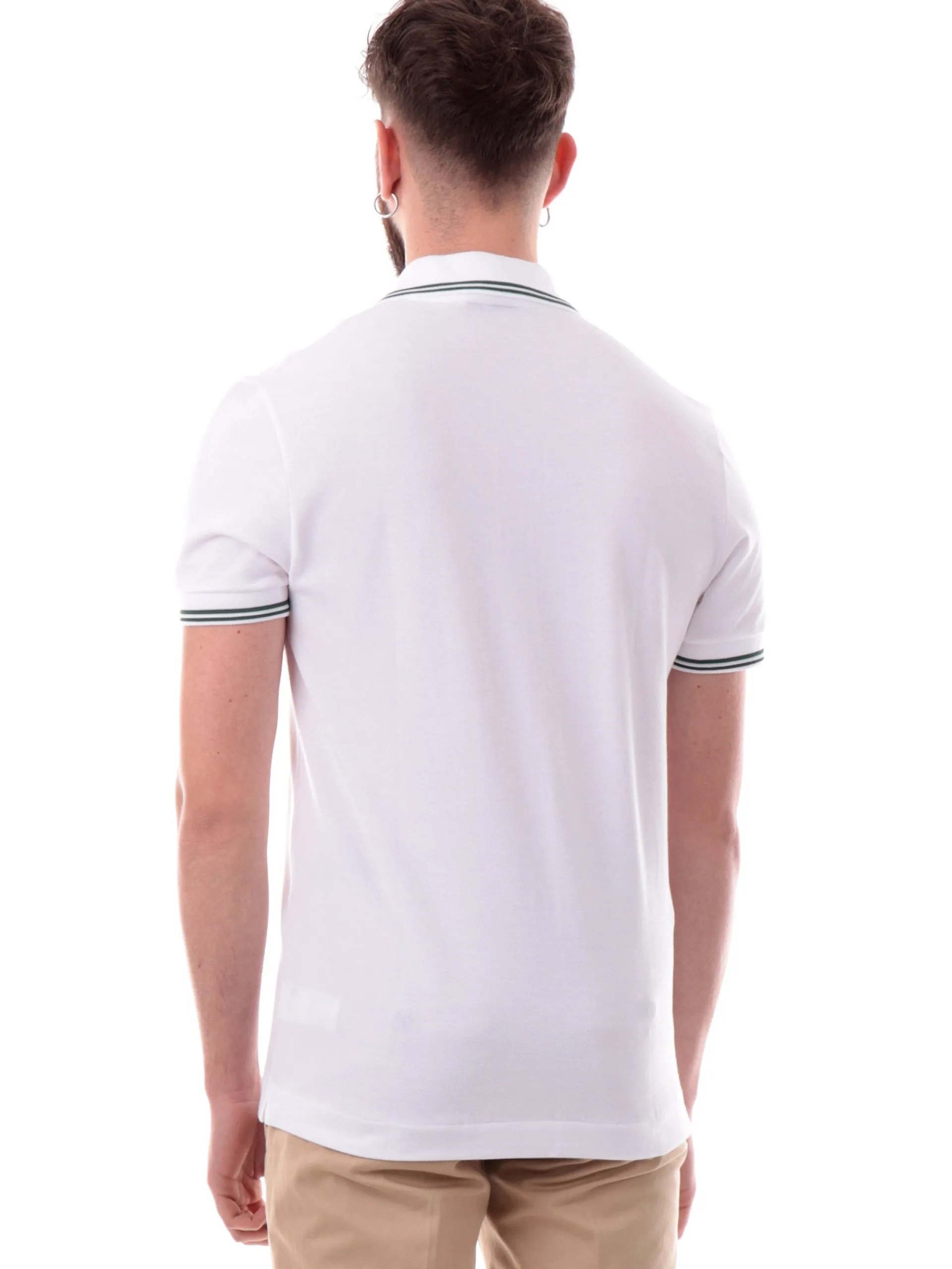 LACOSTE Polo*Polo bianca maniche corte da uomo bande verdi PH9875