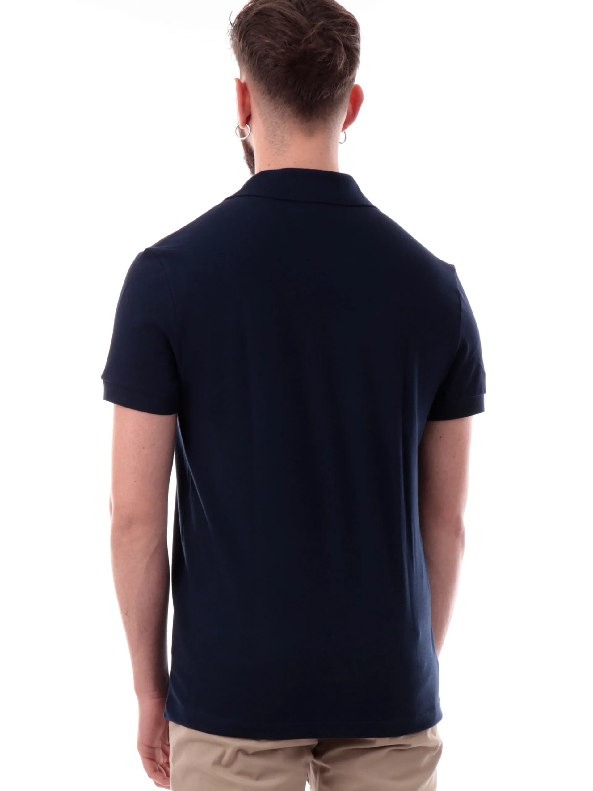 LACOSTE Polo*Polo blu da uomo con scollo e logo tono su tono PH0084