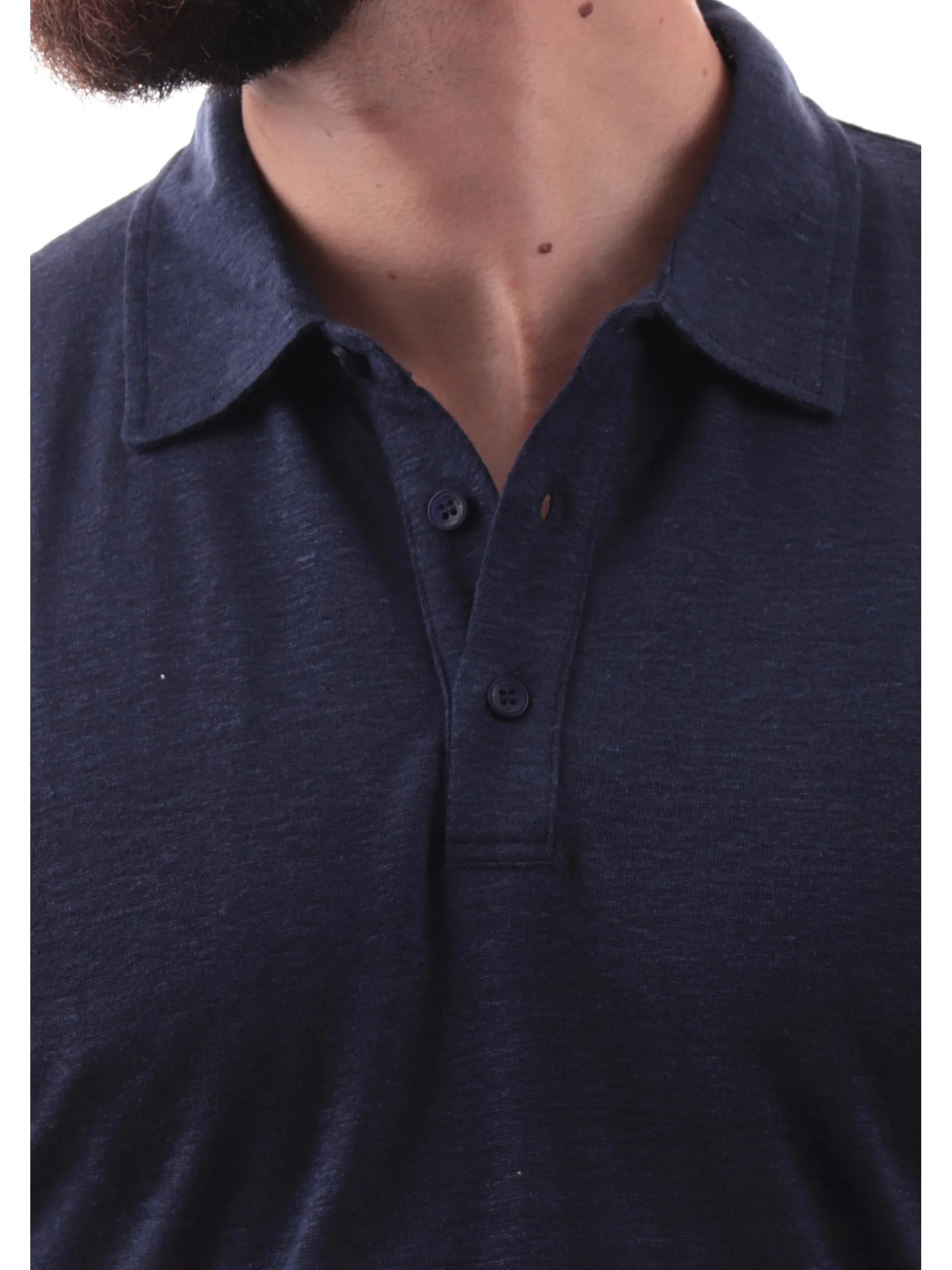 GIANNI LUPO Polo*Polo lino blu da uomo tessuto in maglia GL1083FS25