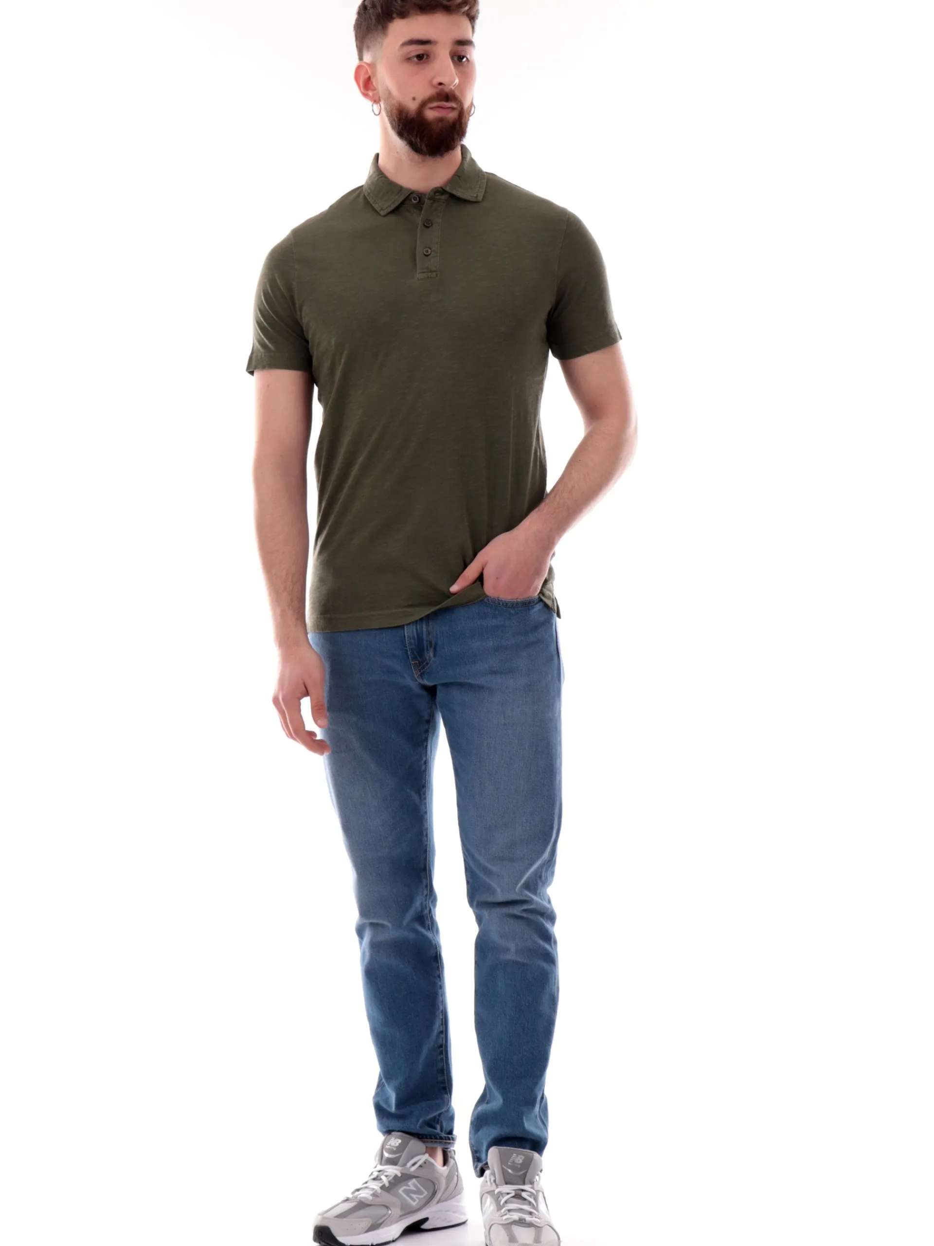 MARKUP Polo*Polo verde militare da uomo in jersey MK11012