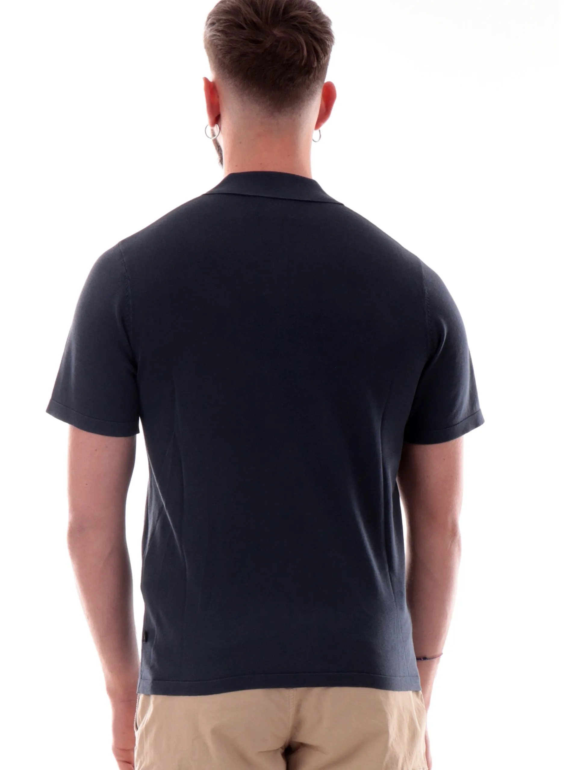 REFRIGIWEAR Polo*Polo in filo blu da uomo slim fit Knitted M35300