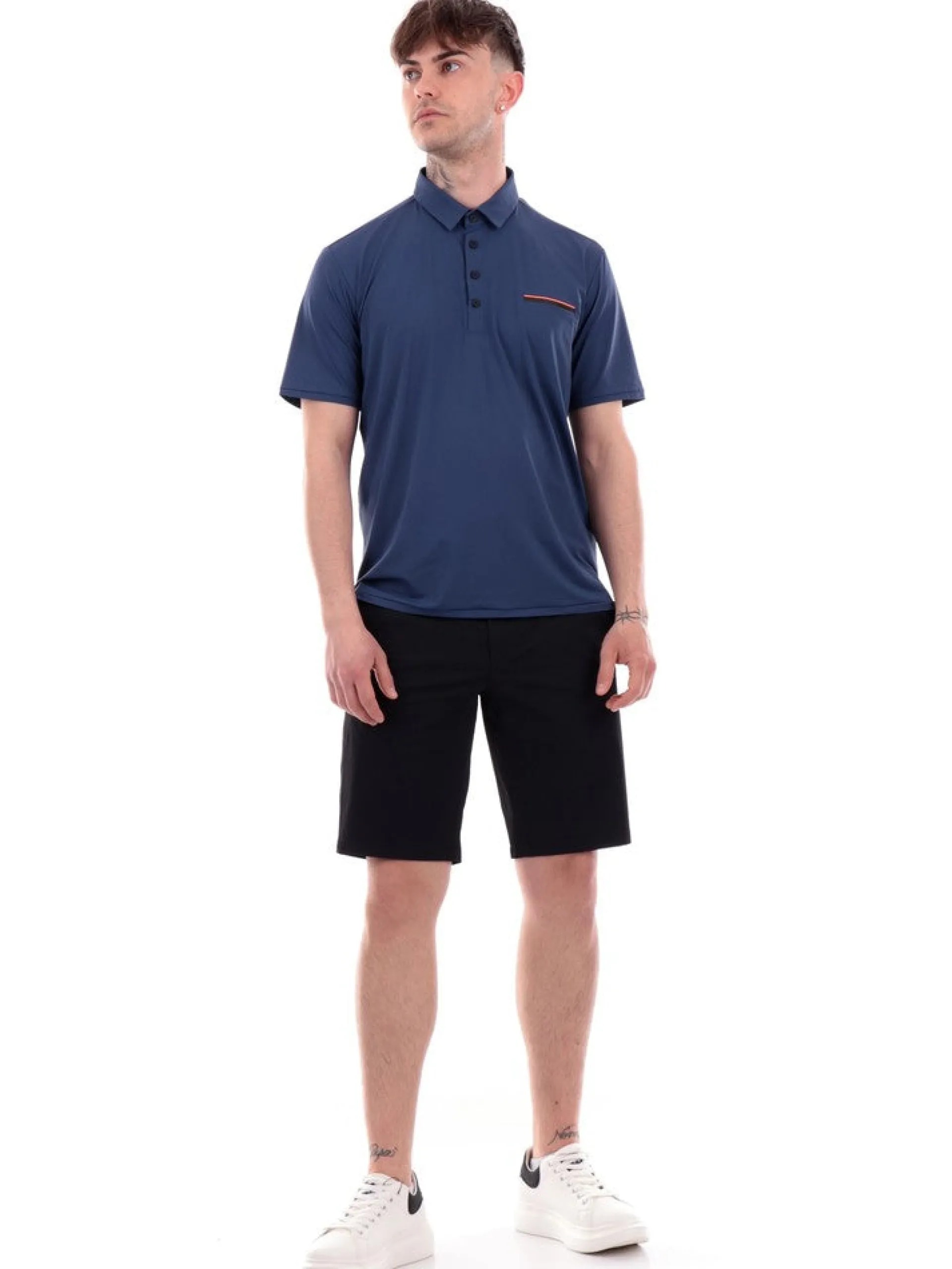 RRD Polo*Polo blu da uomo con taschino Oxford 24214