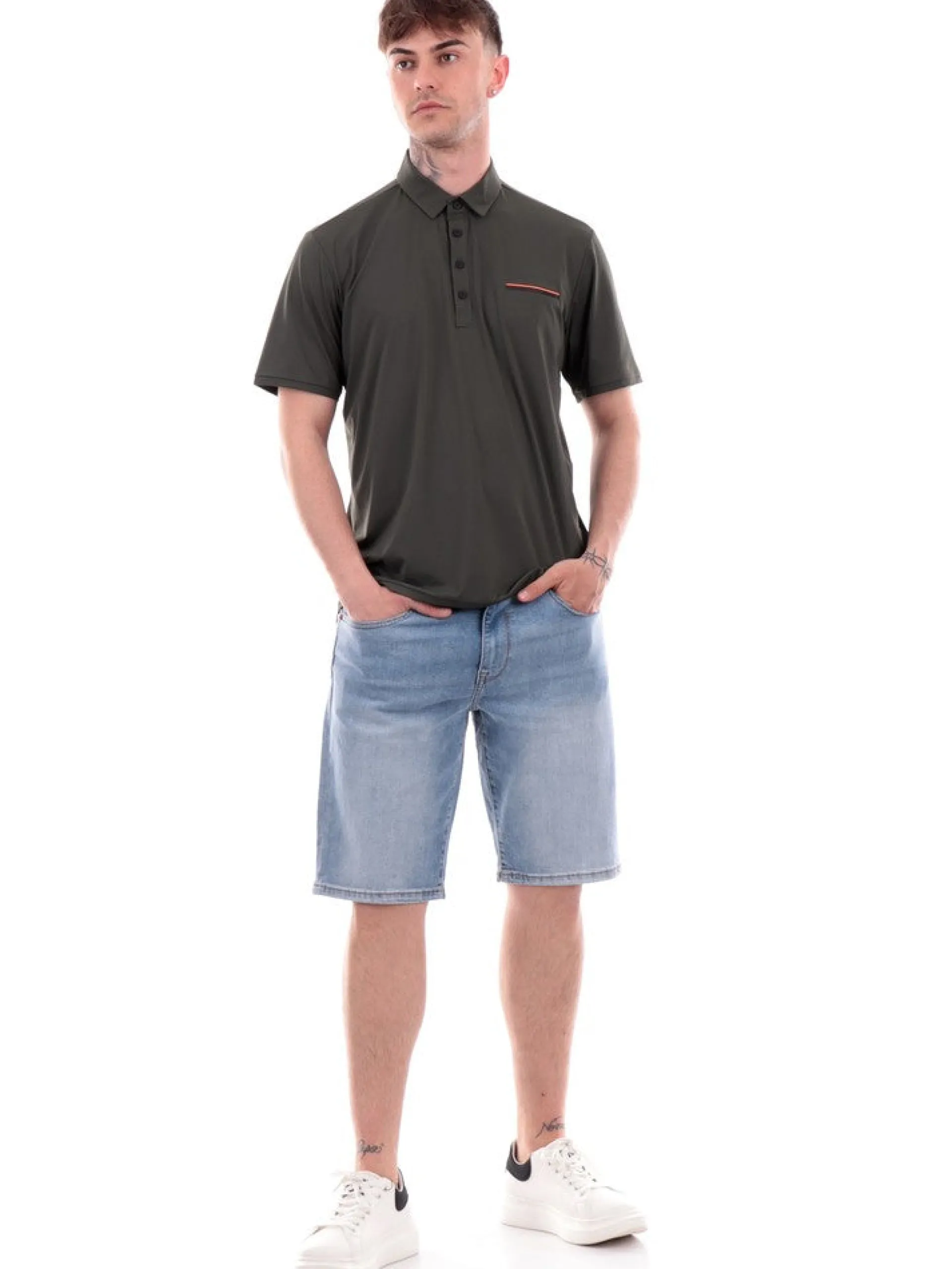 RRD Polo*Polo verde da uomo con taschino Oxford 24214