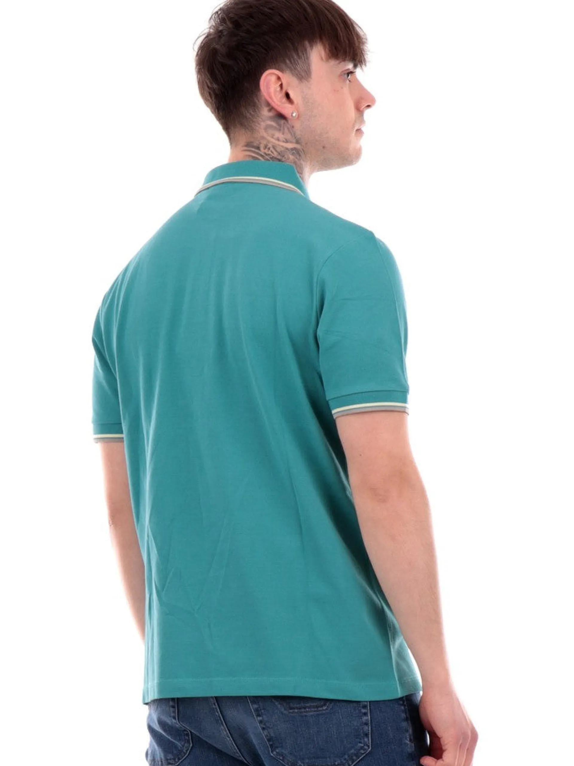 SAVE THE DUCK Polo*Polo verde acqua da uomo Richard DR0136MBATE18