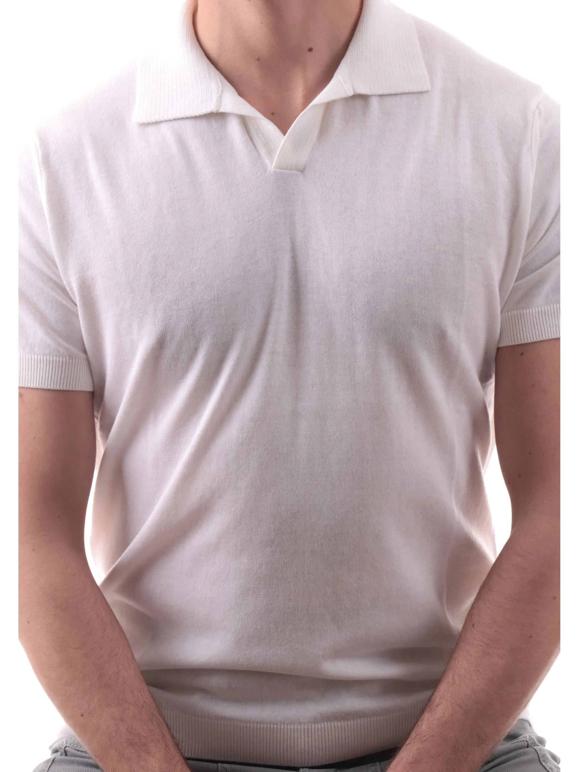 VELK Polo*Polo bianca scollo a V da uomo Derby RS635Y