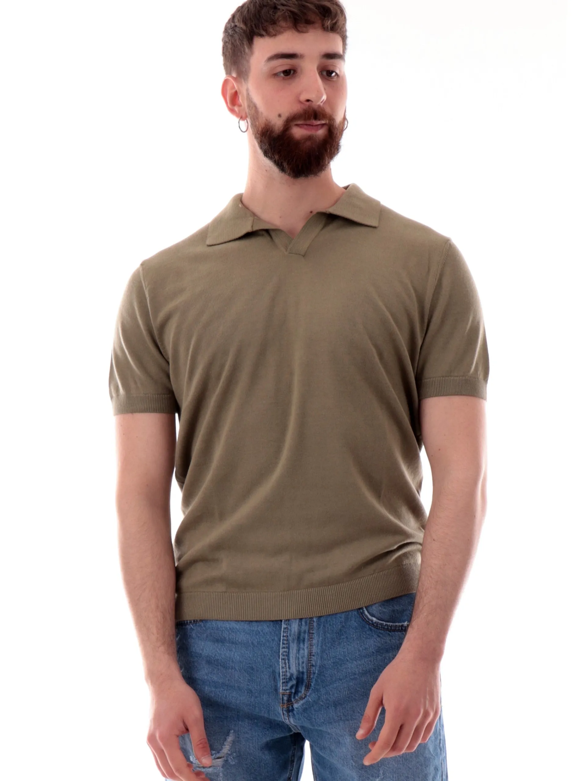 VELK Polo*Polo verde scollo a V da uomo Derby RS635Y