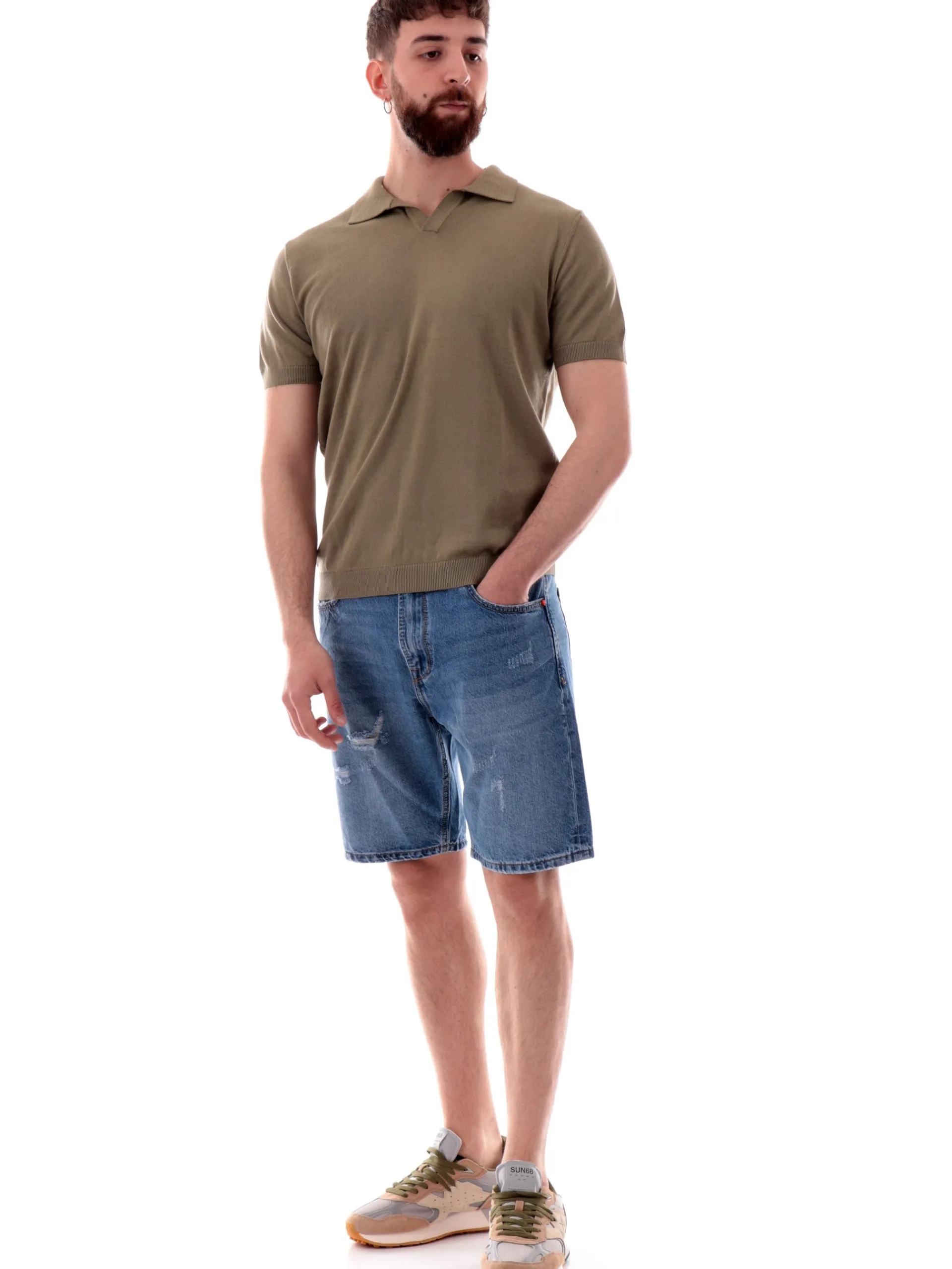 VELK Polo*Polo verde scollo a V da uomo Derby RS635Y