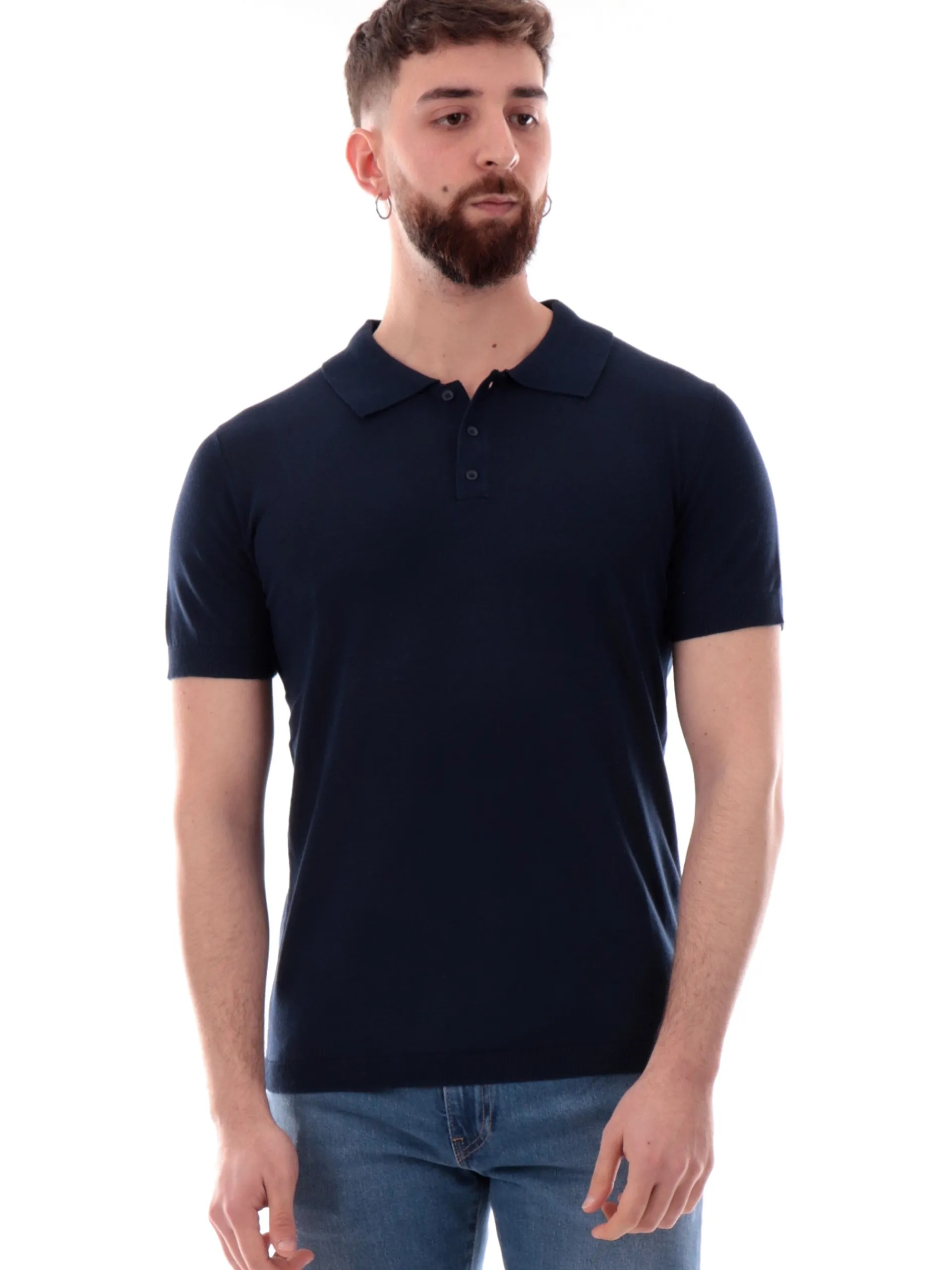 YES ZEE Polo*Polo maniche corte blu da uomo logo ricamato M718DH00