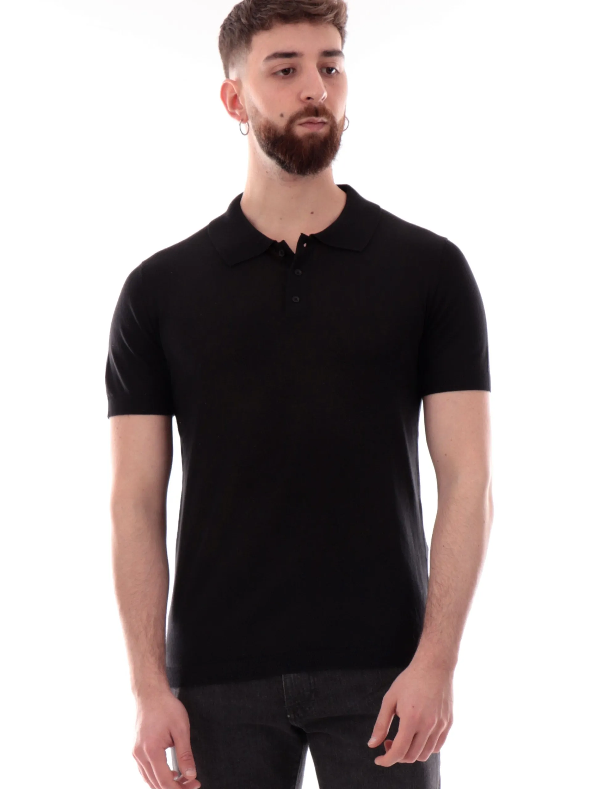 YES ZEE Polo*Polo maniche corte nera da uomo logo ricamato M718DH00