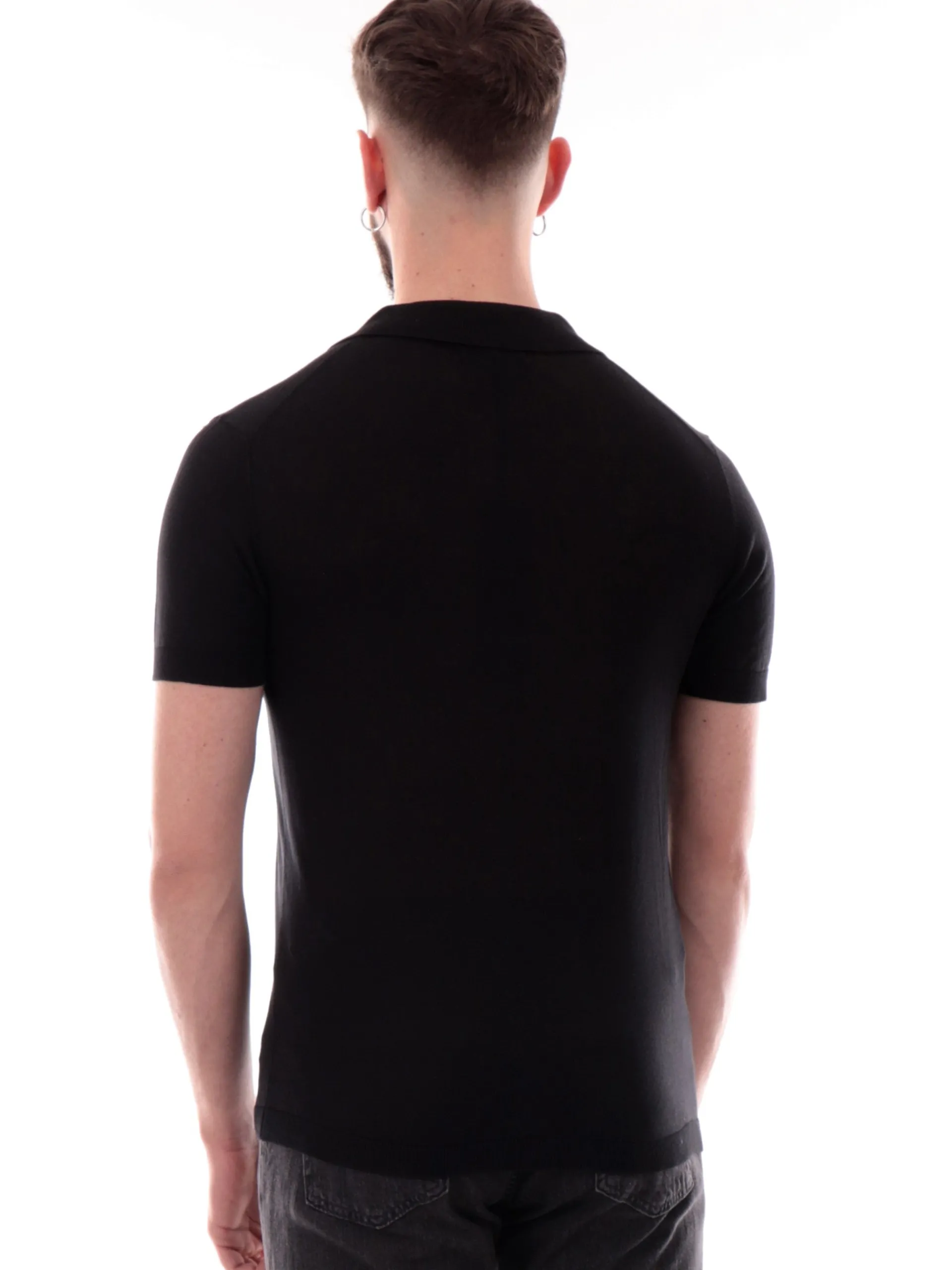 YES ZEE Polo*Polo maniche corte nera da uomo logo ricamato M718DH00