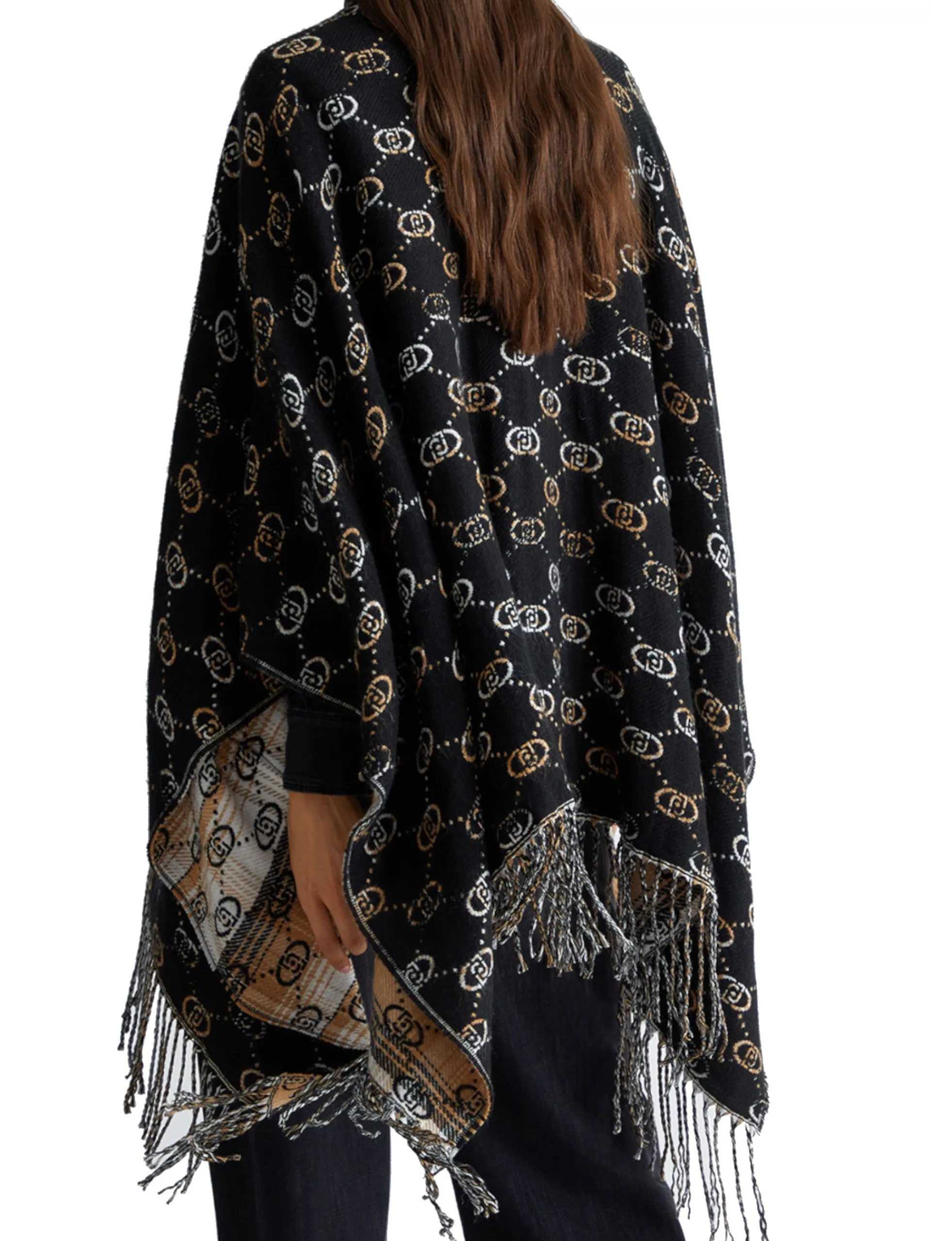 LIU JO MILANO Maglie*Poncho Liu Jo nero Mix Pattern da donna logo a contrasto 2F4014T0300