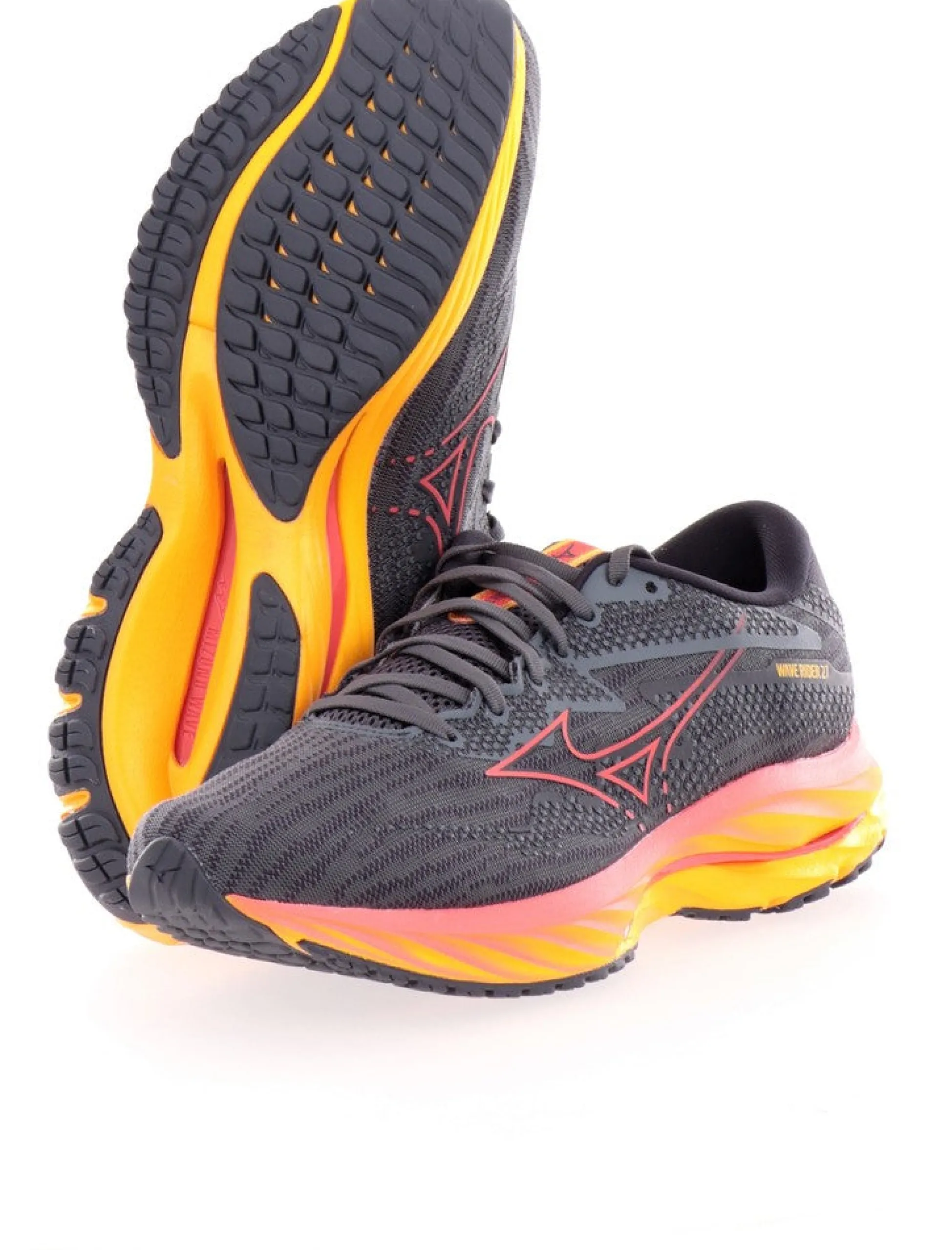 MIZUNO Scarpe Running*Scarpe grigie e gialle da uomo Wave Rider 27 J1GC230