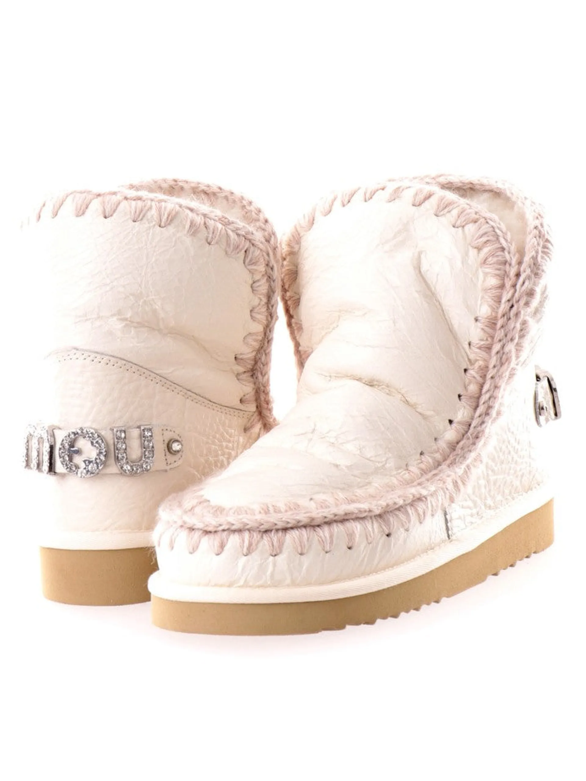 MOU Stivali*Scarpe bianche da donna Eskimo 18 Rhinestones 101036C