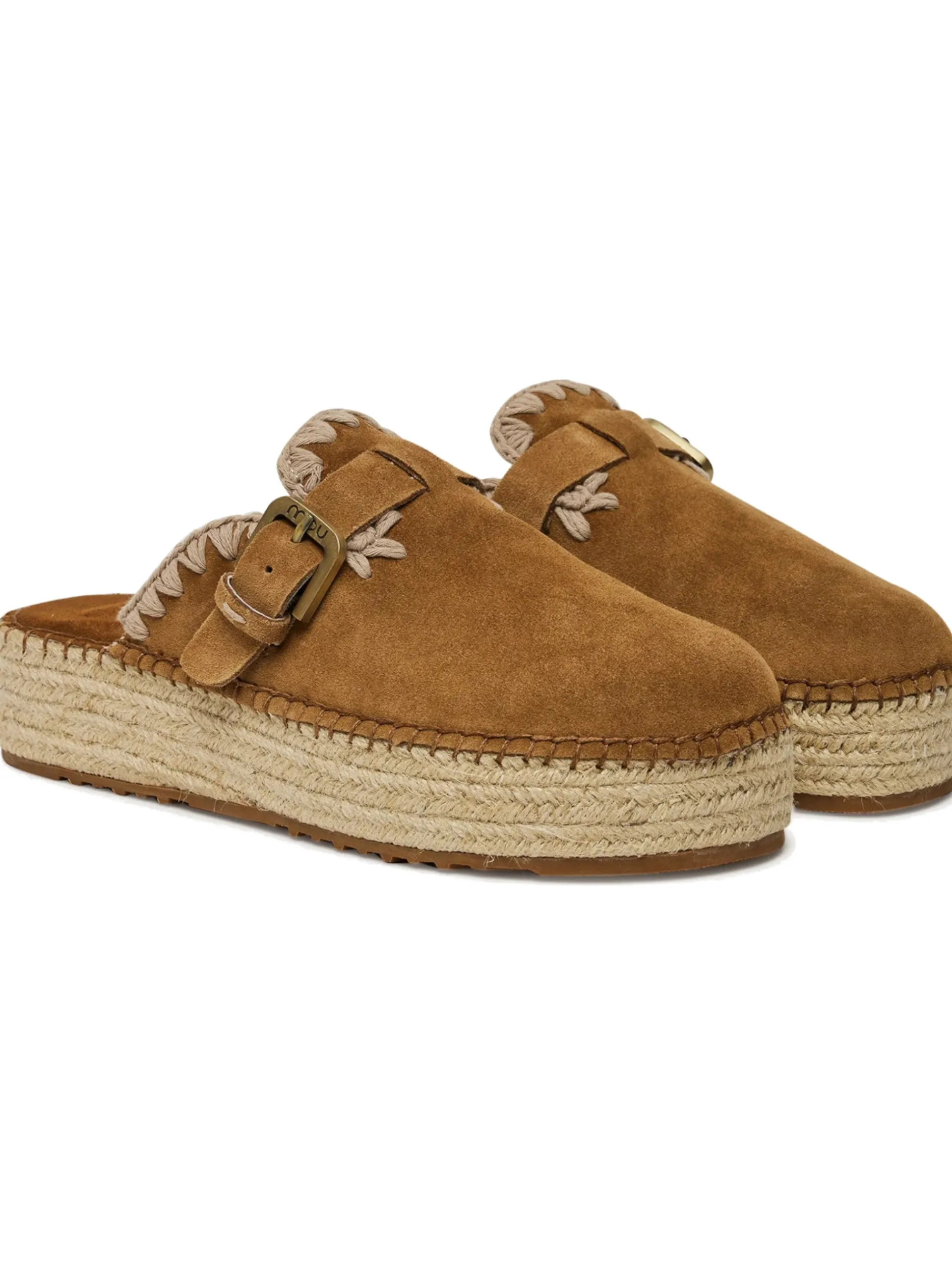 MOU Sandali*Scarpe marroni in pelle Jute Clog Plain Suede 641000A