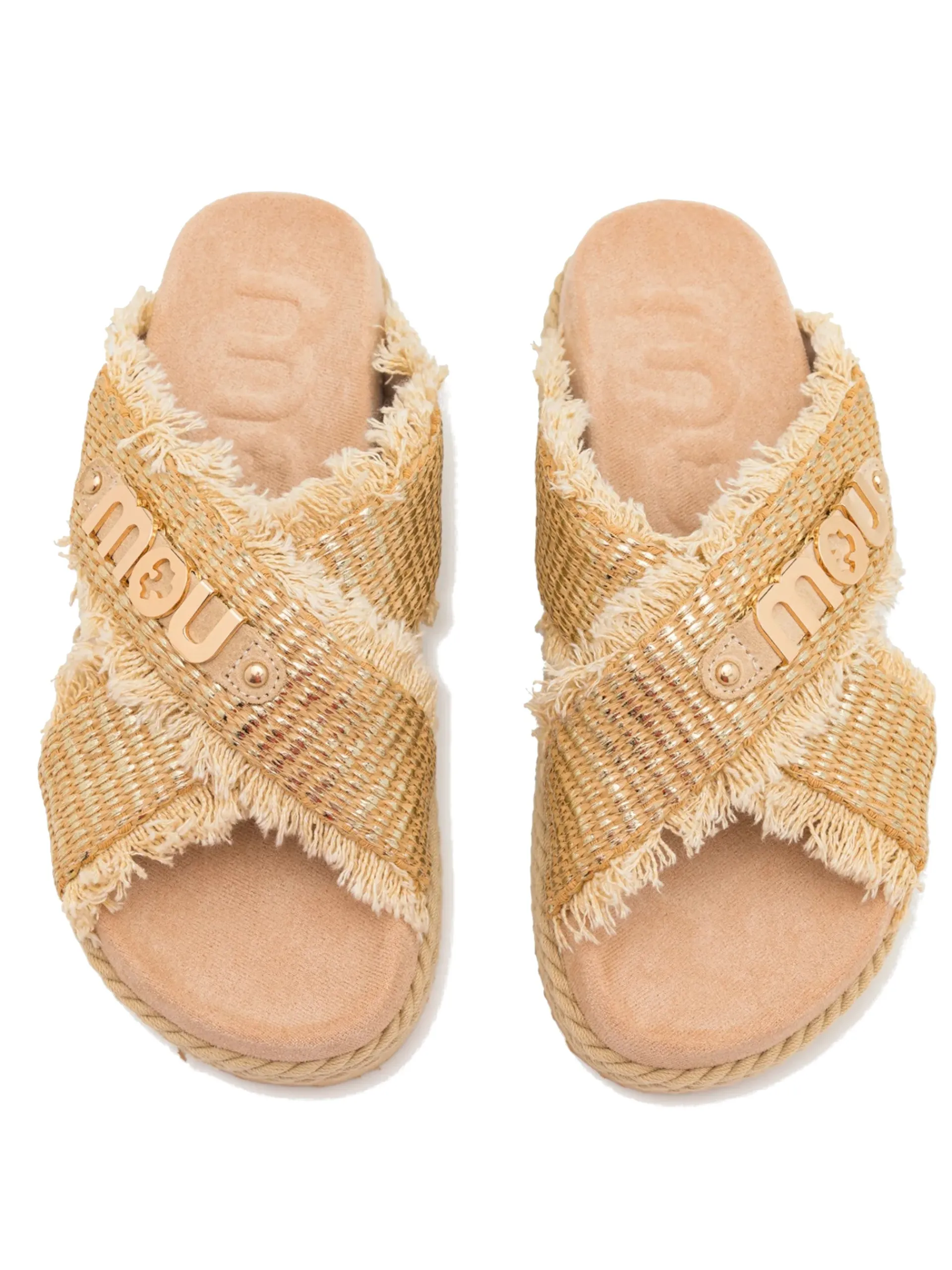 MOU Sandali*Scarpe oro Criss-Corss Rope Sandal Raffia 451009K