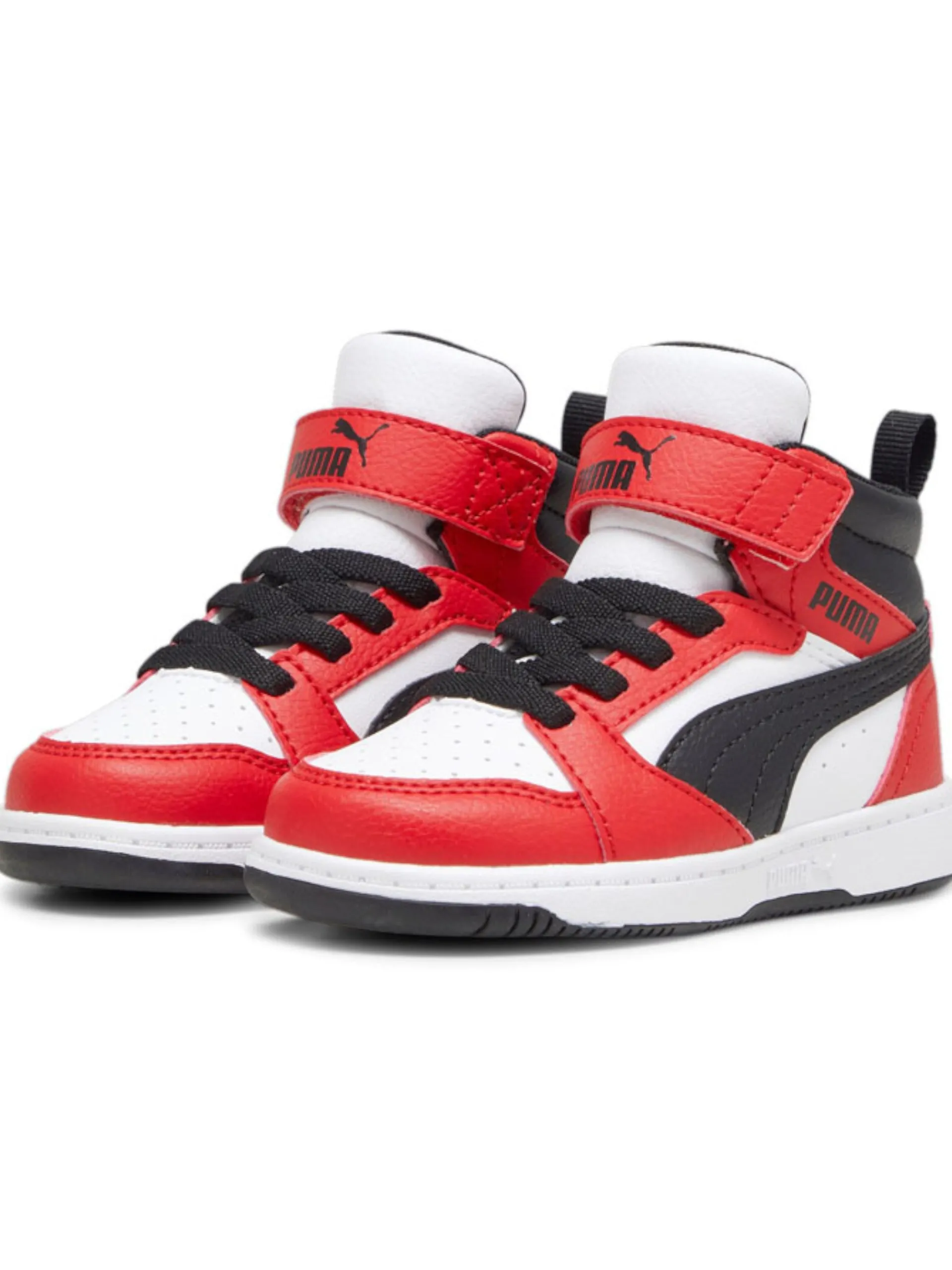 PUMA Sneakers*Scarpe Rebound V6 Mid Infant Kids bianche e rosse 396542