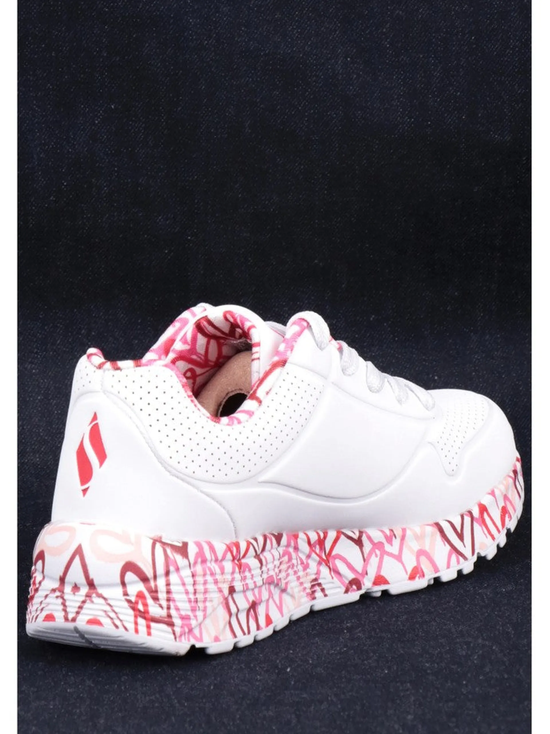 SKECHERS Sneakers*Scarpe bianche da bambina con cuori Uno Lite Lovely Luv 314976L