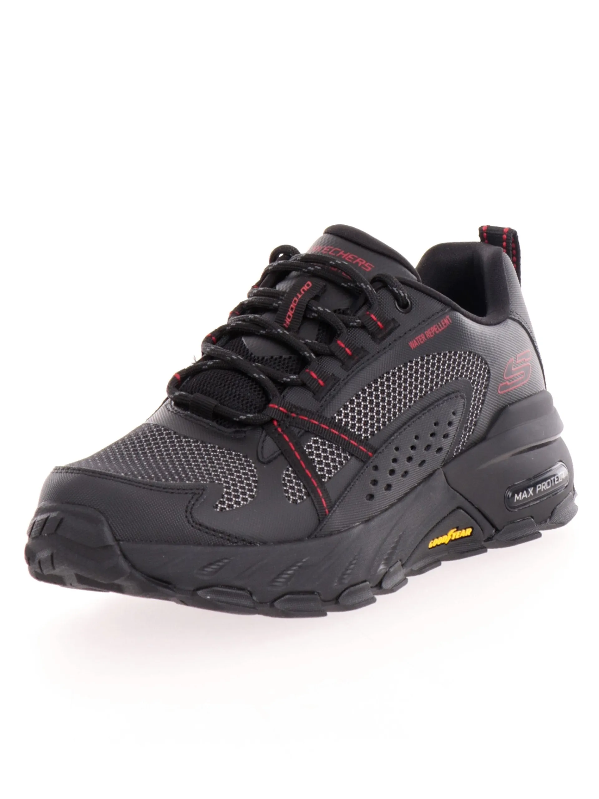 SKECHERS Sneakers*Scarpe nere e rosse da Uomo Max Protect Suola Good Year Water Repellent 237303