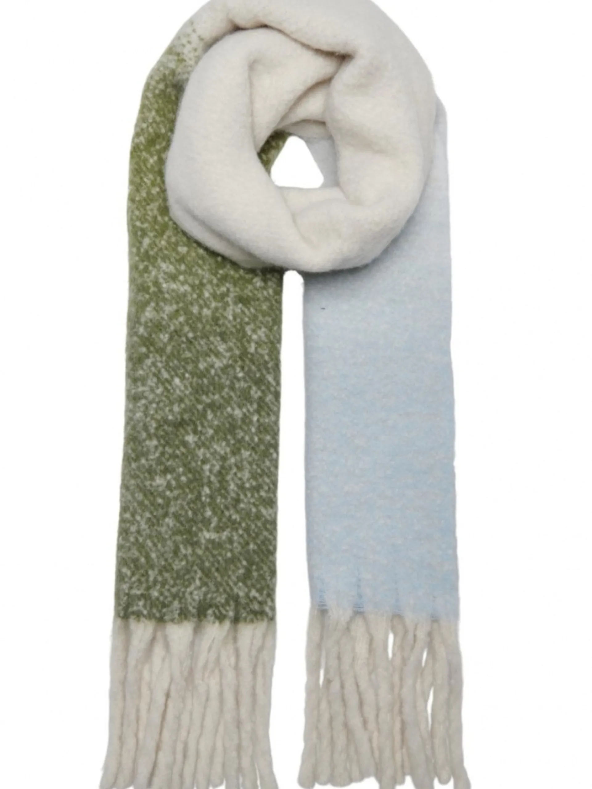 ONLY Sciarpe*Sciarpa donna bianca e verde Life Long Fringed con frange 15298453