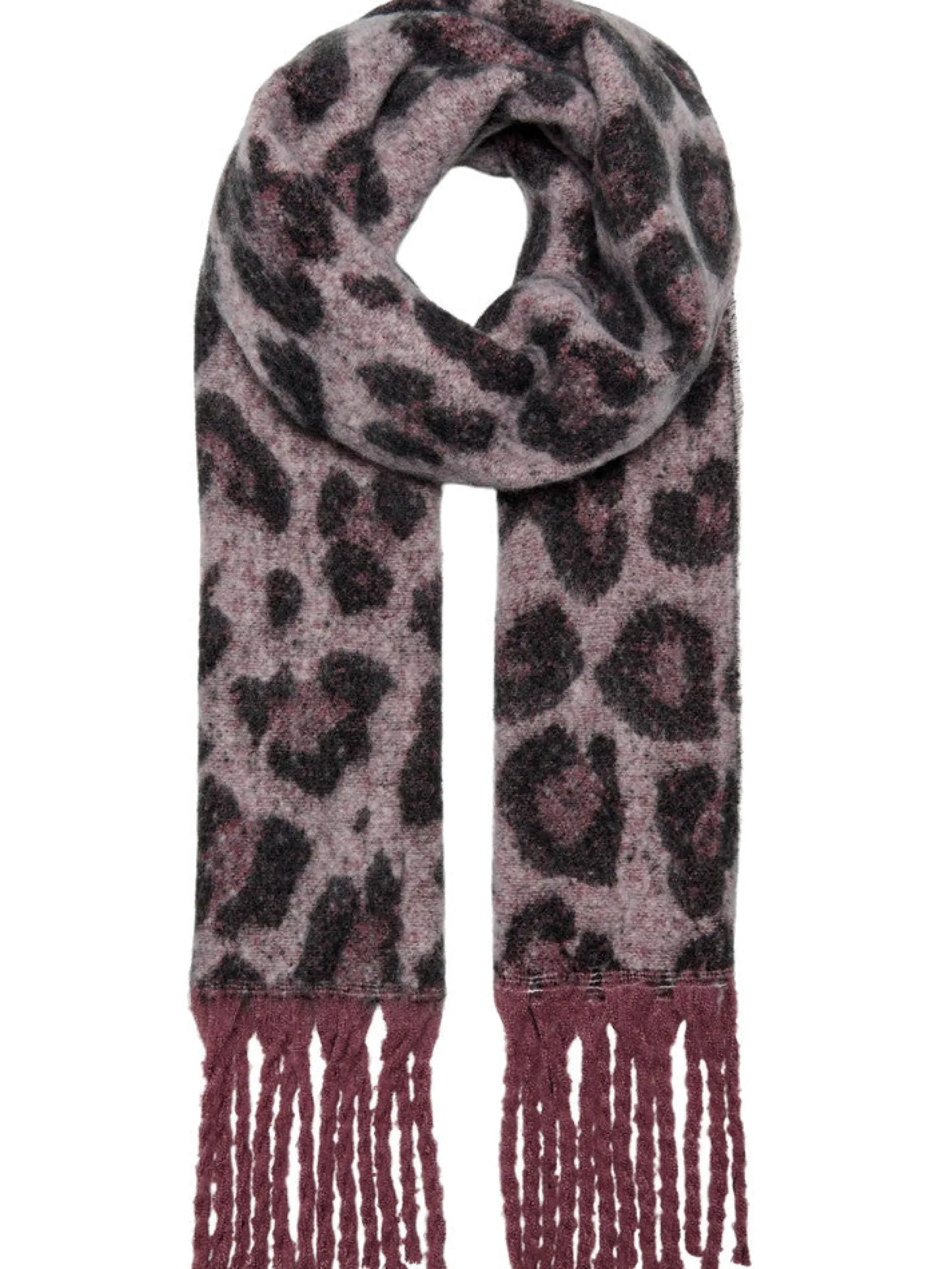 ONLY Sciarpe*Sciarpa Donna Leopardata rosa con frange 15266237