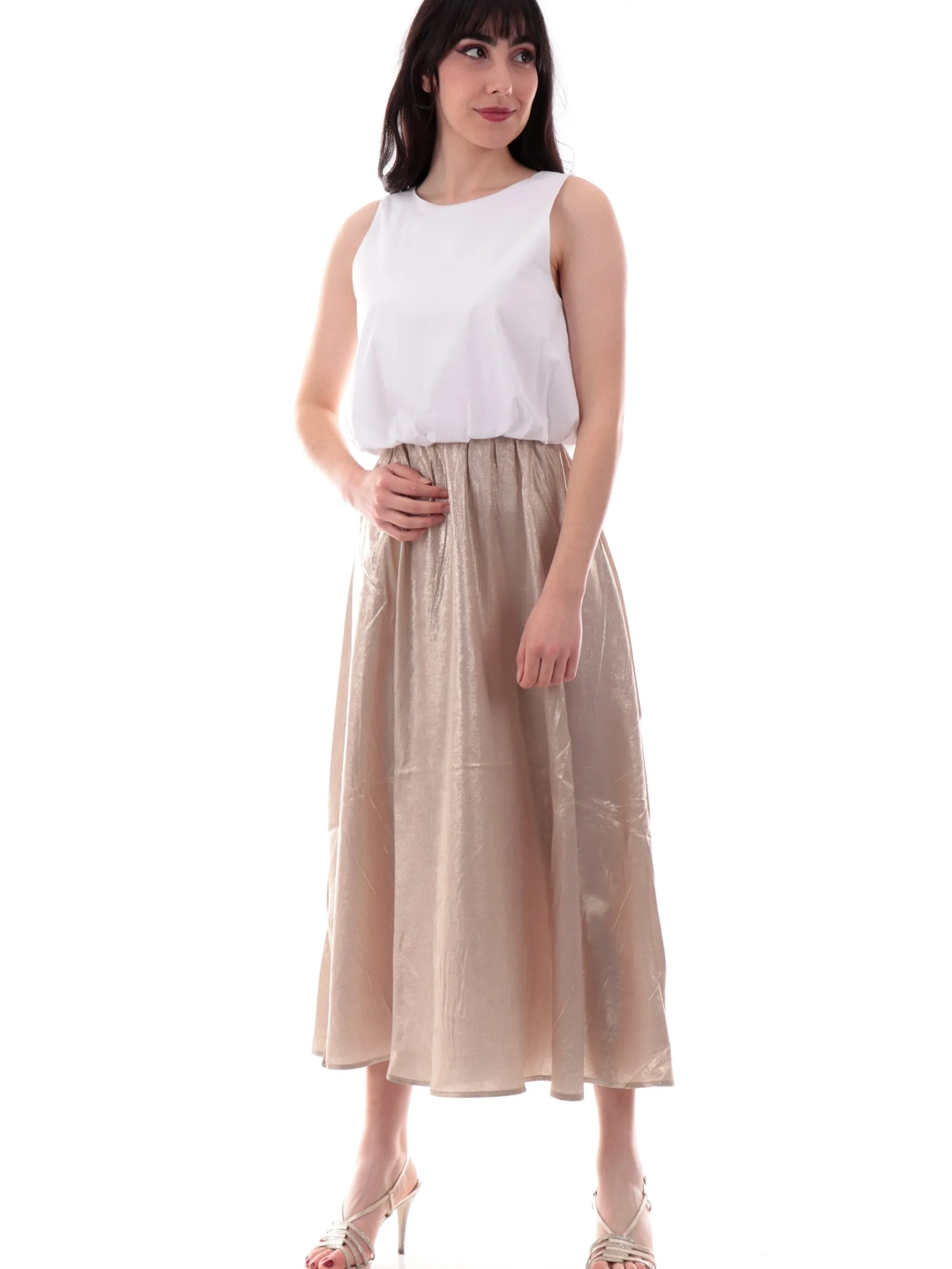 EMME MARELLA Maglie*Top bianco crop smanicato camicia modello Chiatta da donna