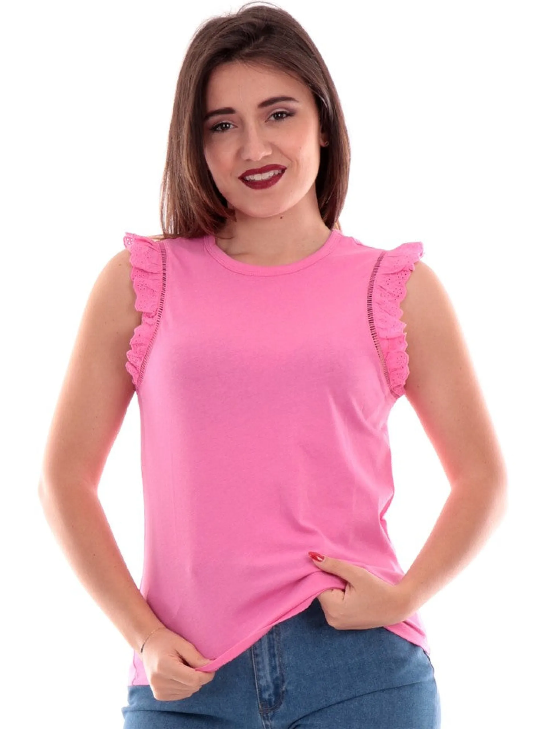 ONLY Maglie*Top maniche farfalla rosa da donna 15289579