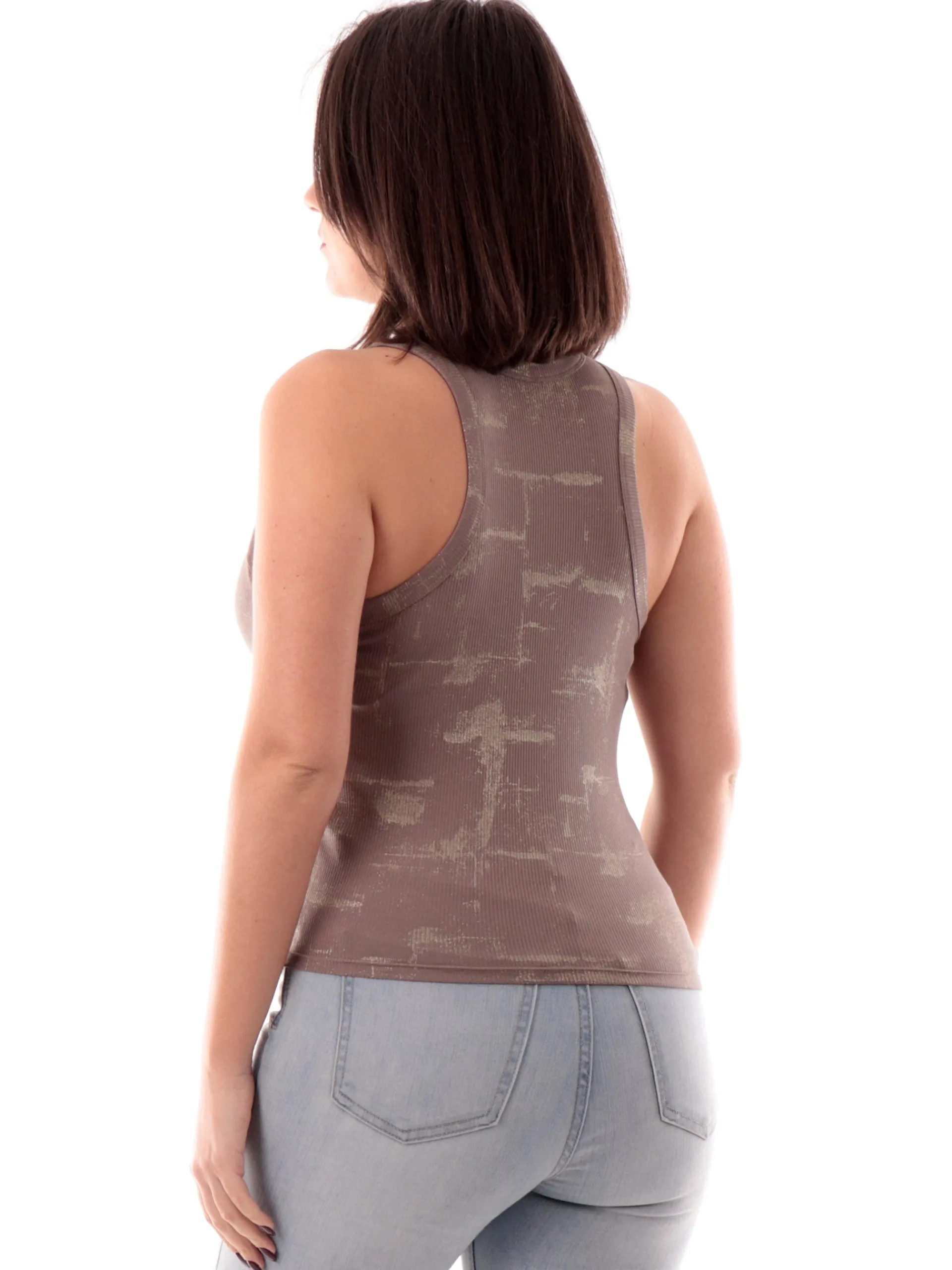 ONLY Maglie*Top Marrone e oro da donna a costine con dettagli oro 15342924