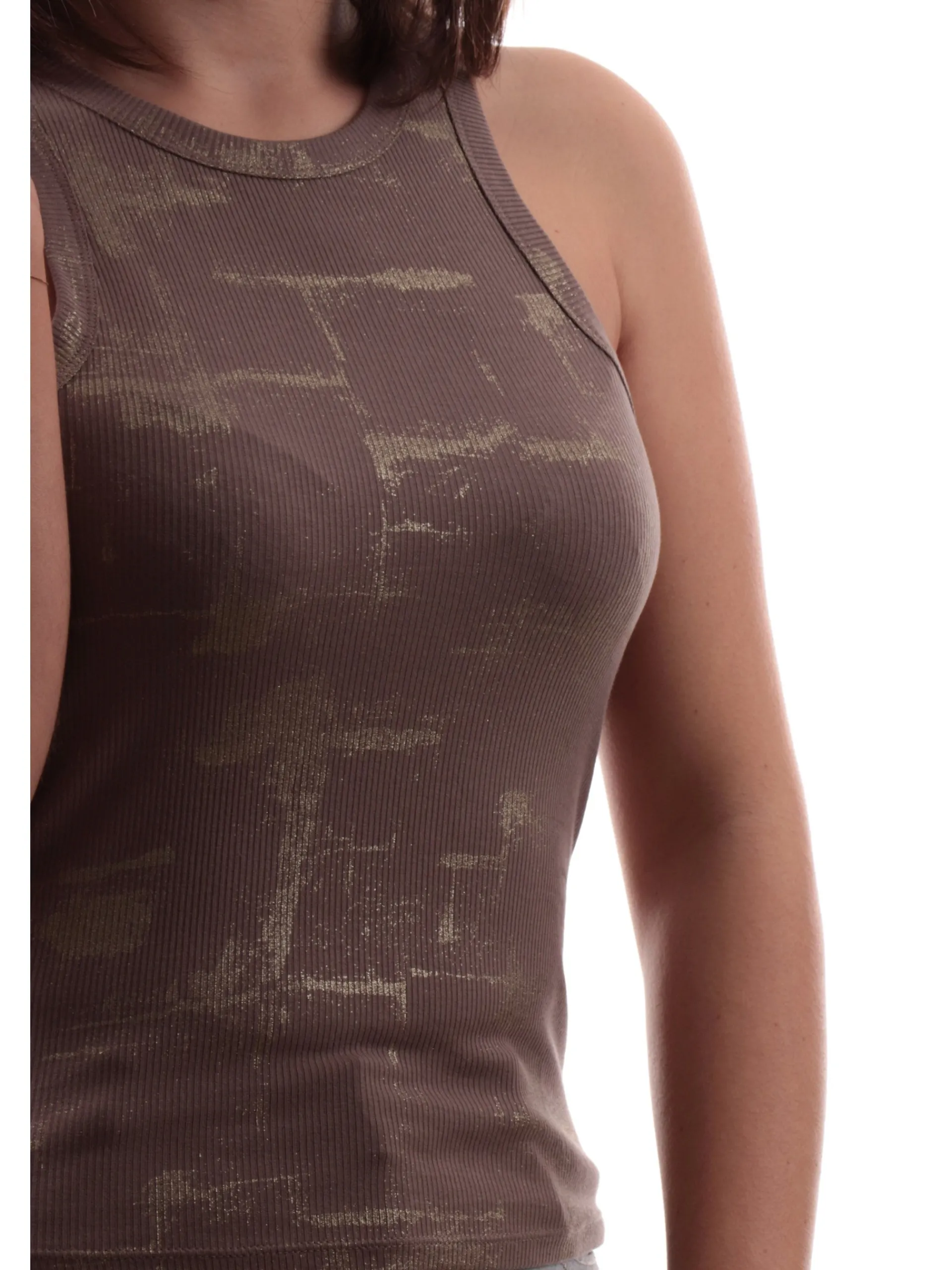 ONLY Maglie*Top Marrone e oro da donna a costine con dettagli oro 15342924