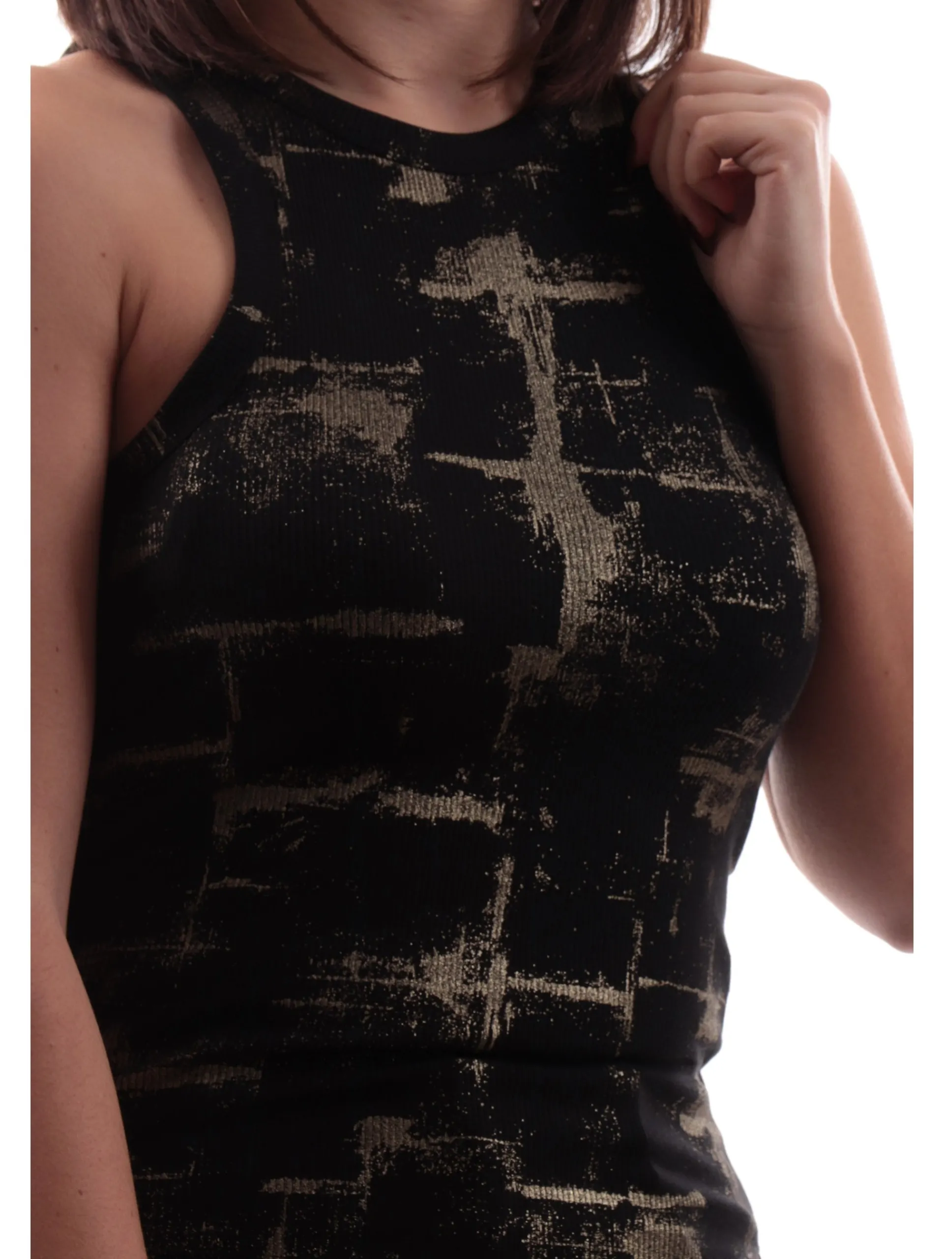 ONLY Maglie*Top nero e oro da donna a costine 15342924
