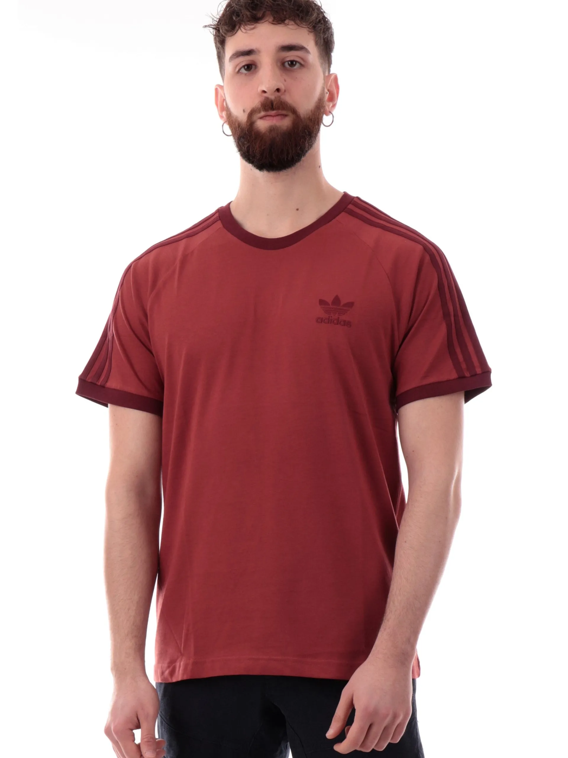 ADIDAS ORIGINALS T-Shirt*T-shirt Adidas rossa vintage da uomo 3Stripes logo ricamato JN7019