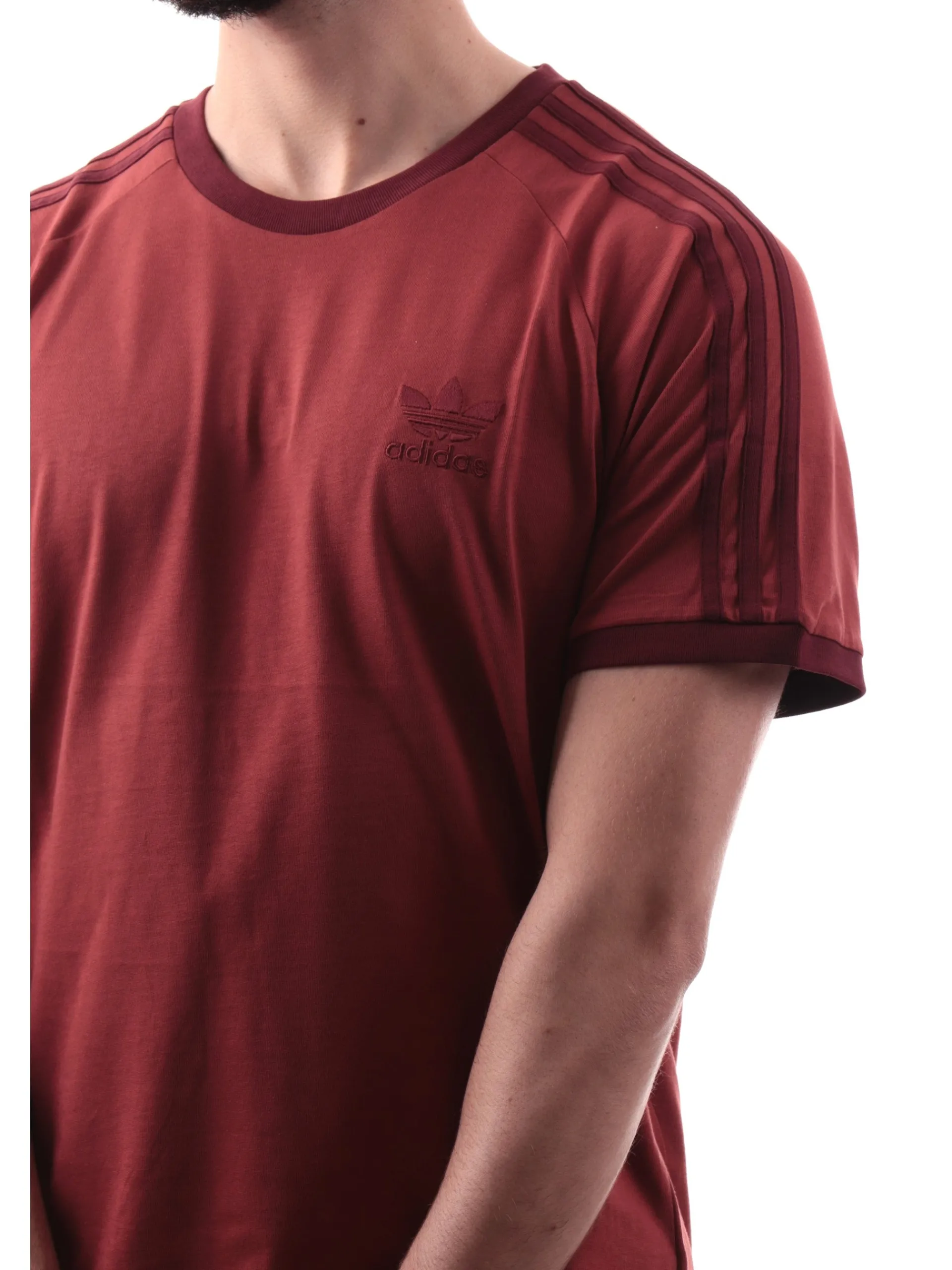 ADIDAS ORIGINALS T-Shirt*T-shirt Adidas rossa vintage da uomo 3Stripes logo ricamato JN7019