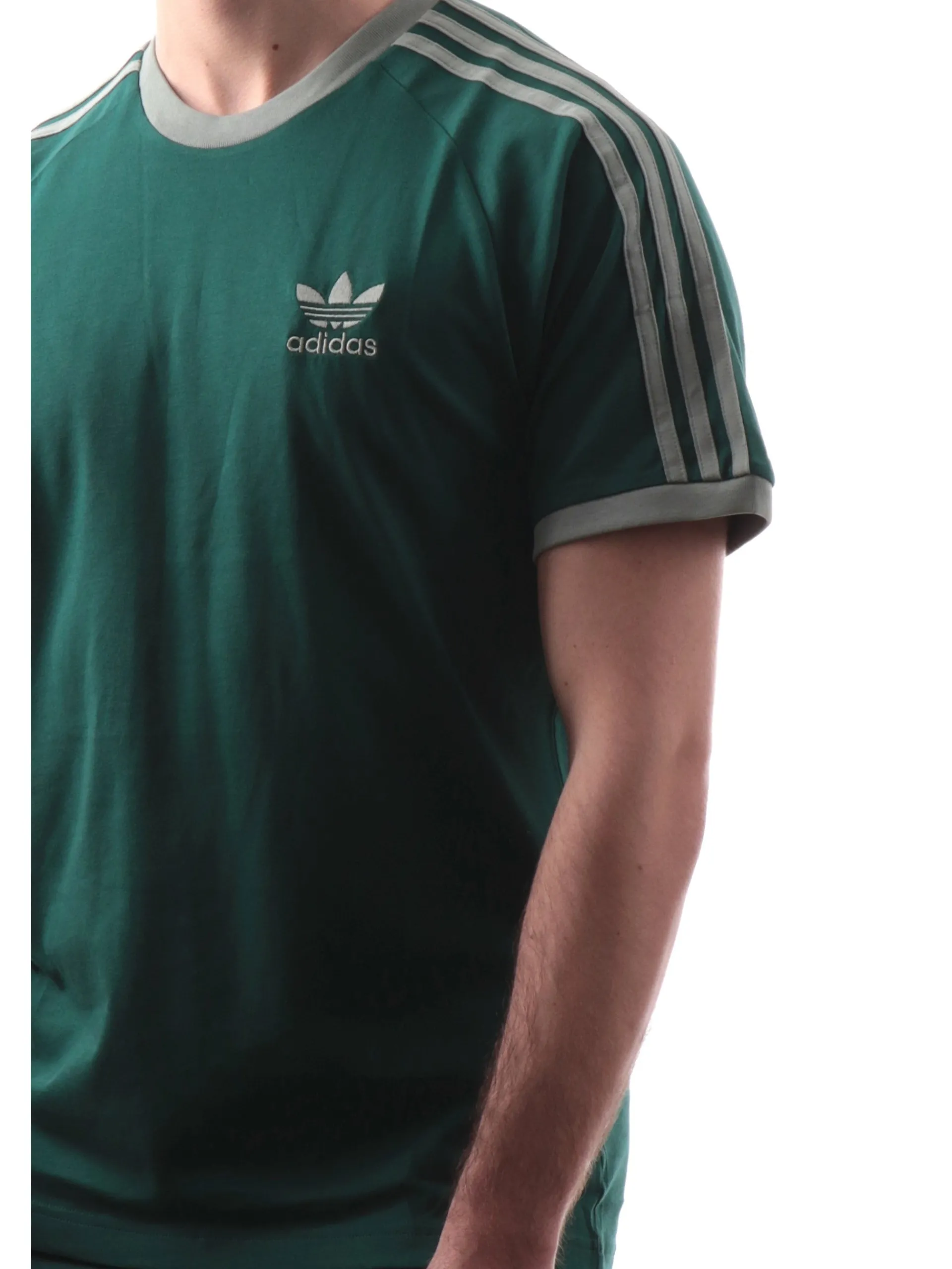 ADIDAS ORIGINALS T-Shirt*T-shirt Adidas verde vintage da uomo 3Stripes logo ricamato JN7017