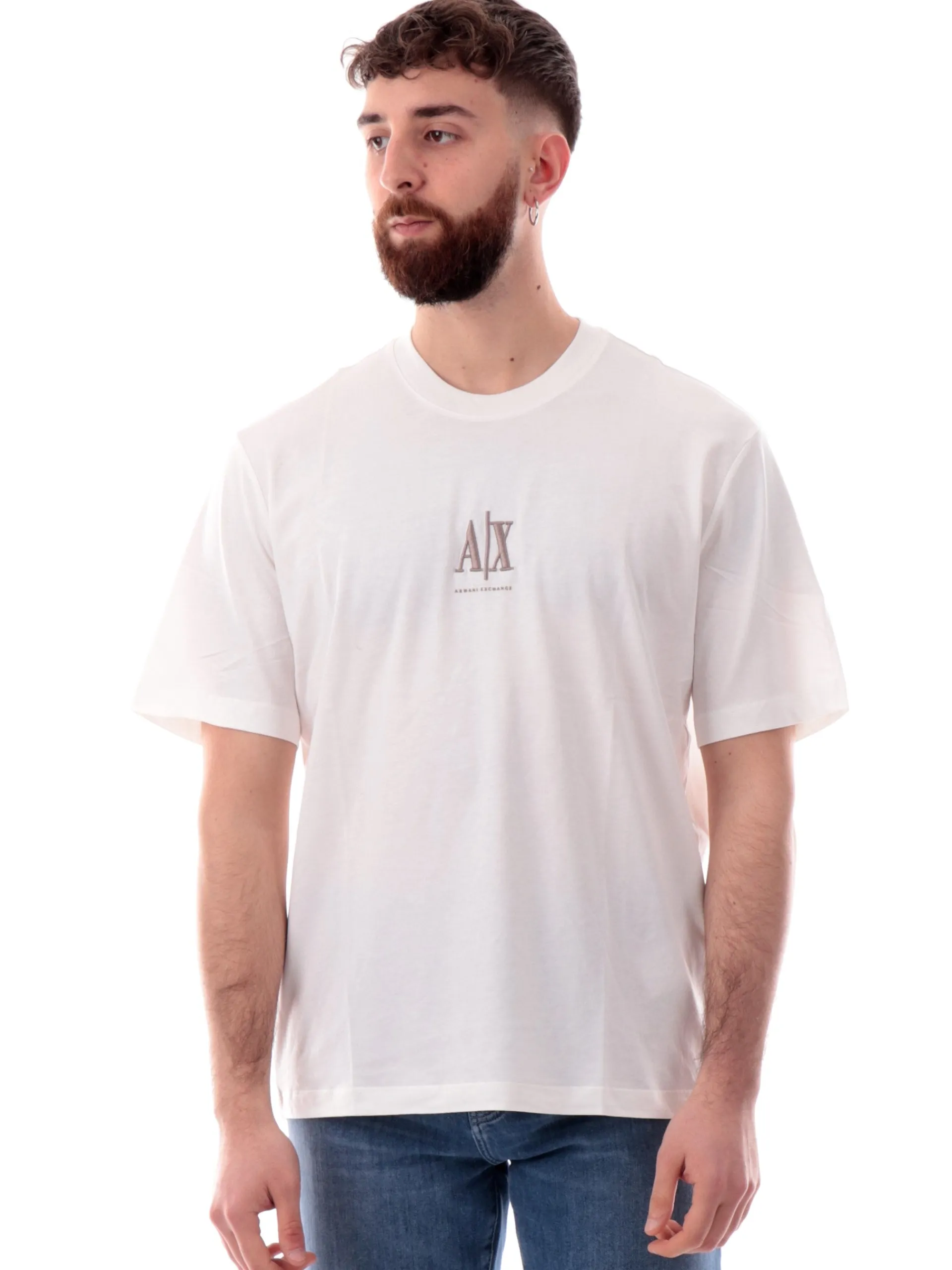 ARMANI EXCHANGE T-Shirt*T-shirt AX bianca da uomo logo ricamato XM000363AF12308