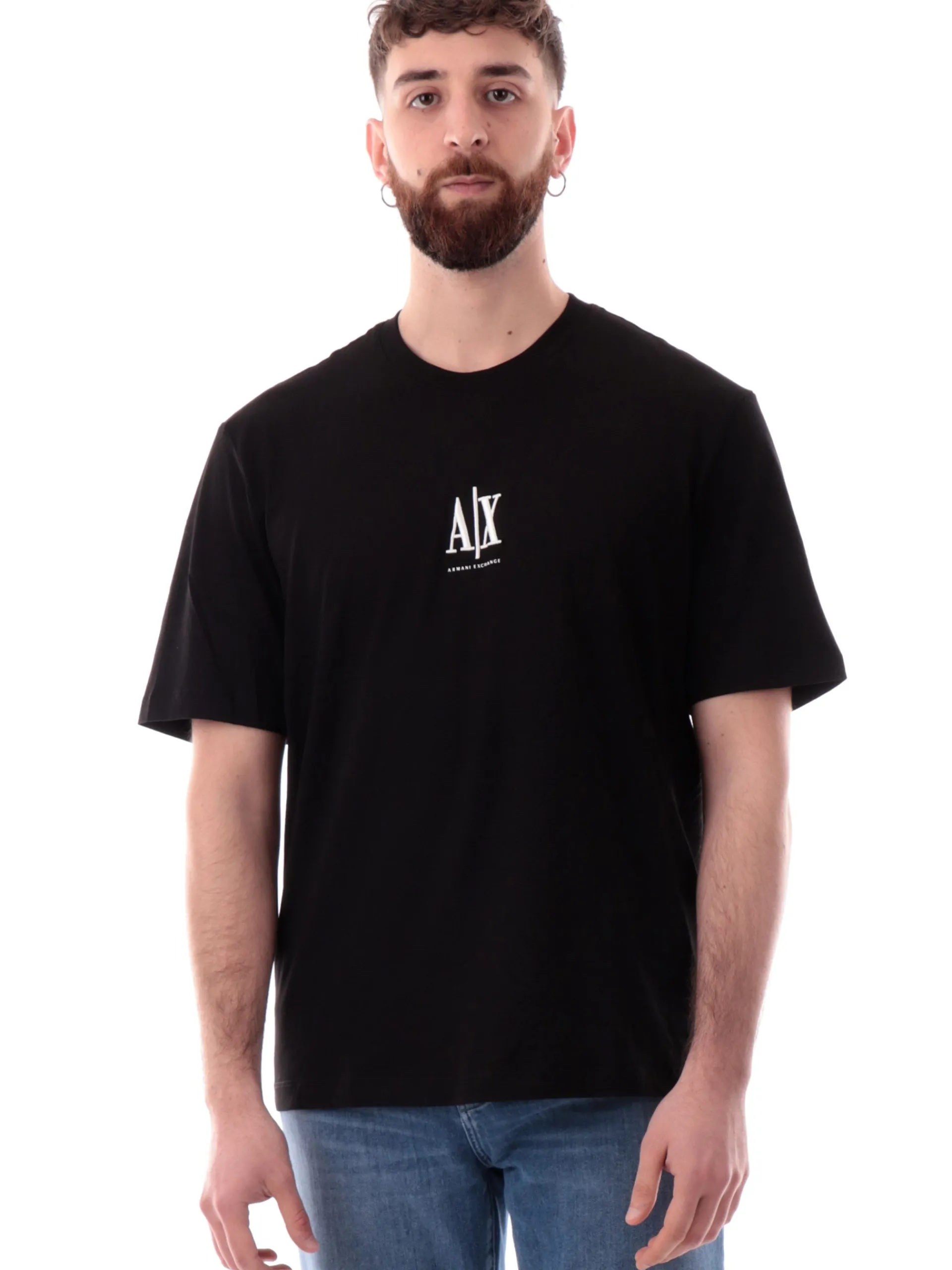 ARMANI EXCHANGE T-Shirt*T-shirt AX nera da uomo logo ricamato XM000363AF12308U