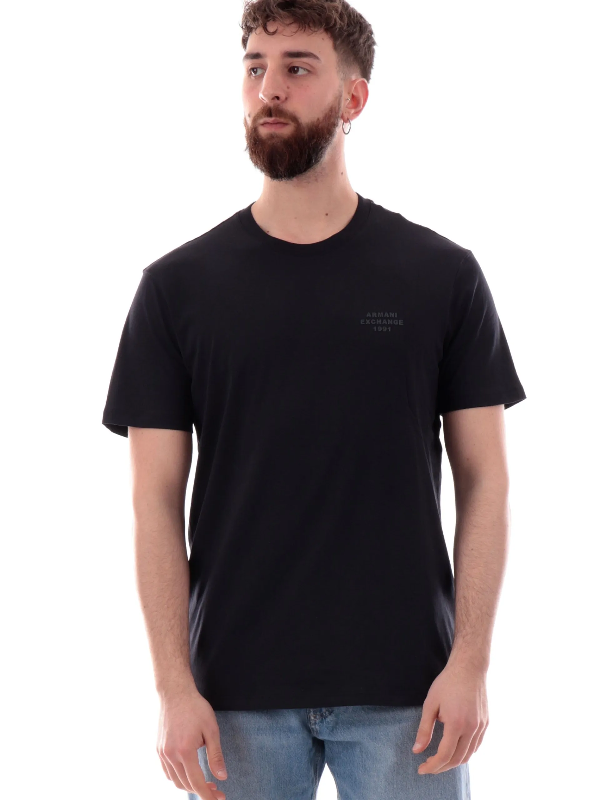 ARMANI EXCHANGE T-Shirt*T-shirt AX blu da uomo logo AX gommato XM000752AF12308
