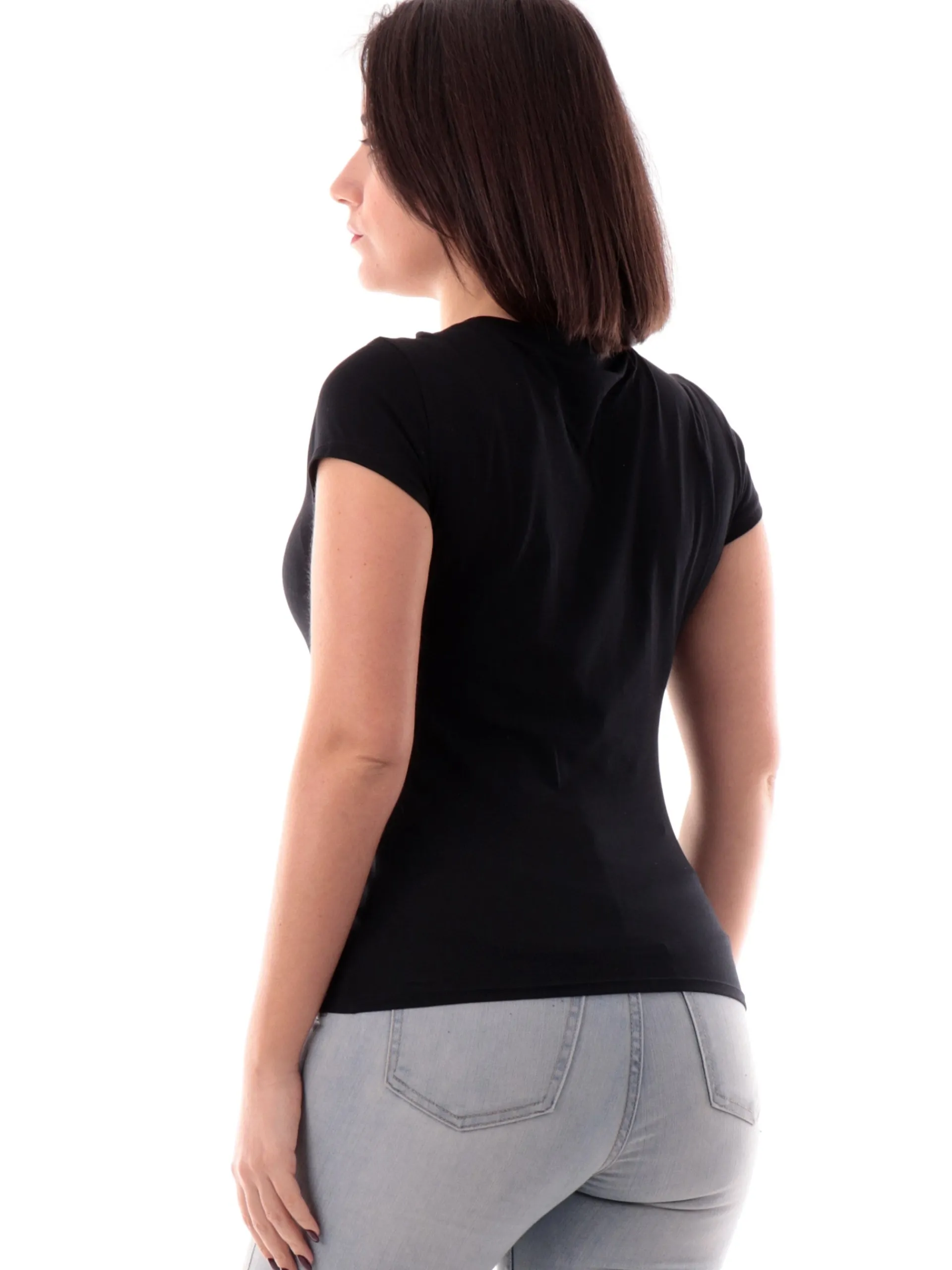 ARMANI EXCHANGE T-Shirt*T-shirt nera da donna con strass 8NYT83YJ16Z
