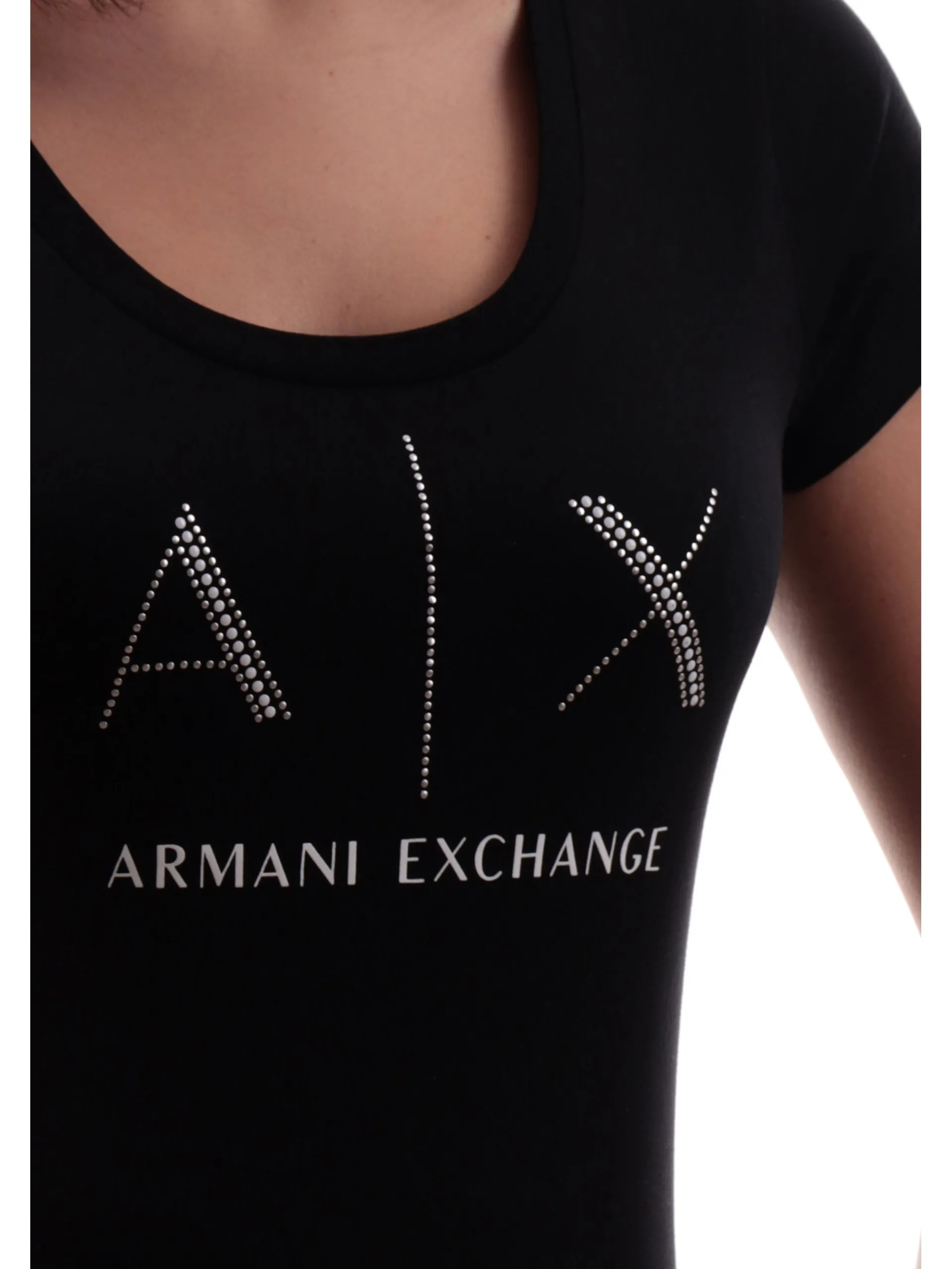 ARMANI EXCHANGE T-Shirt*T-shirt nera da donna con strass 8NYT83YJ16Z