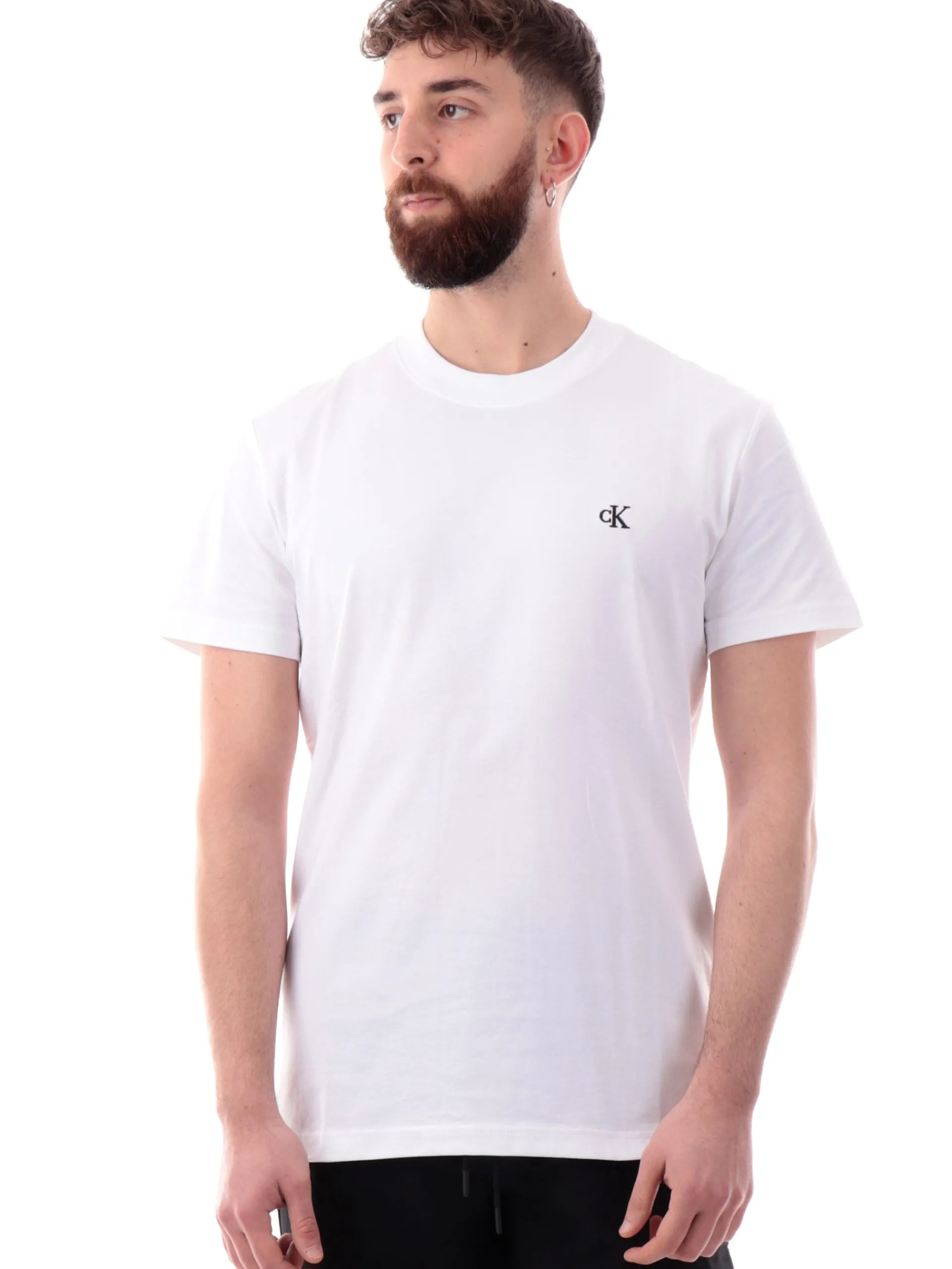 CALVIN KLEIN T-Shirt*T-shirt bianca da Uomo logo ricamato J30J326683
