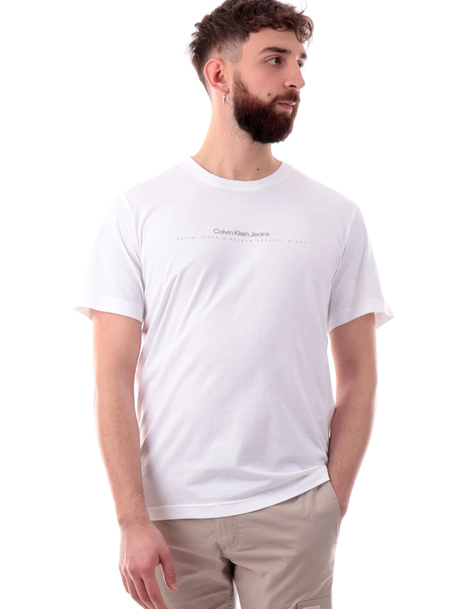 CALVIN KLEIN T-Shirt*T-shirt bianca da uomo Minimal Logo J30J327075