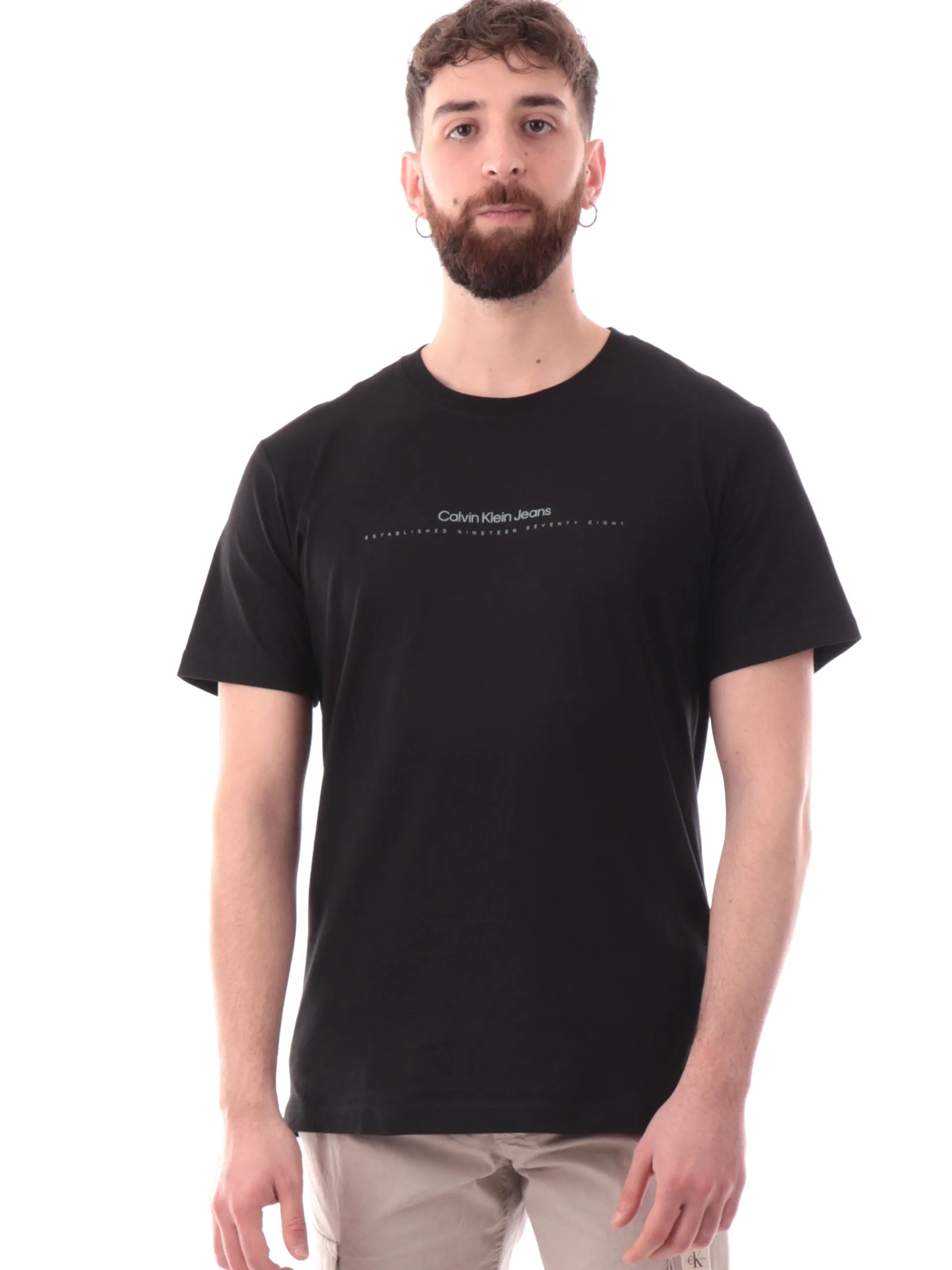 CALVIN KLEIN T-Shirt*T-shirt nera da uomo Minimal Logo J30J327075