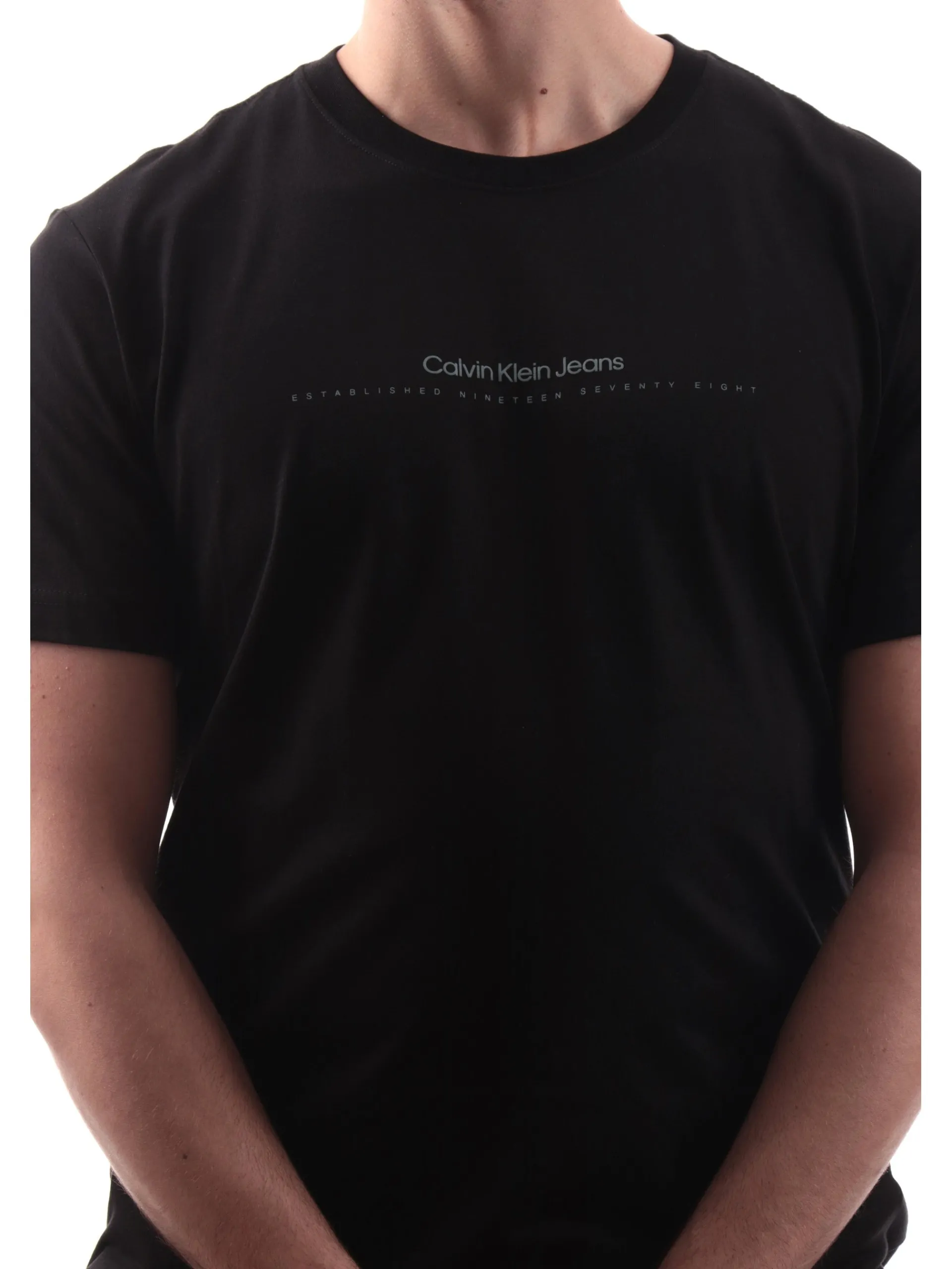 CALVIN KLEIN T-Shirt*T-shirt nera da uomo Minimal Logo J30J327075